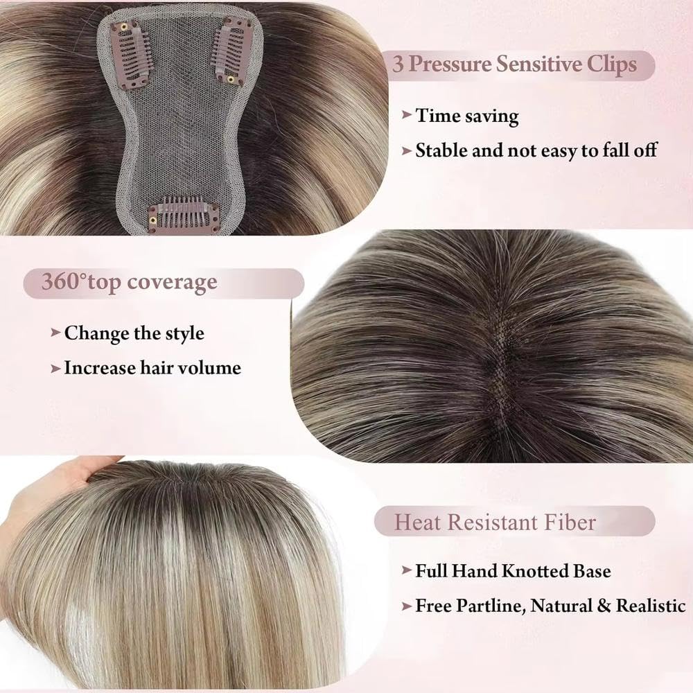Haarpflege Ombre Blonde Highlight Haaraufsätze Mit Pony Für Frauen Schweizer Spitzenbasis-Haarteile Für Den Täglichen Partygebrauch Hitzebeständig(1)