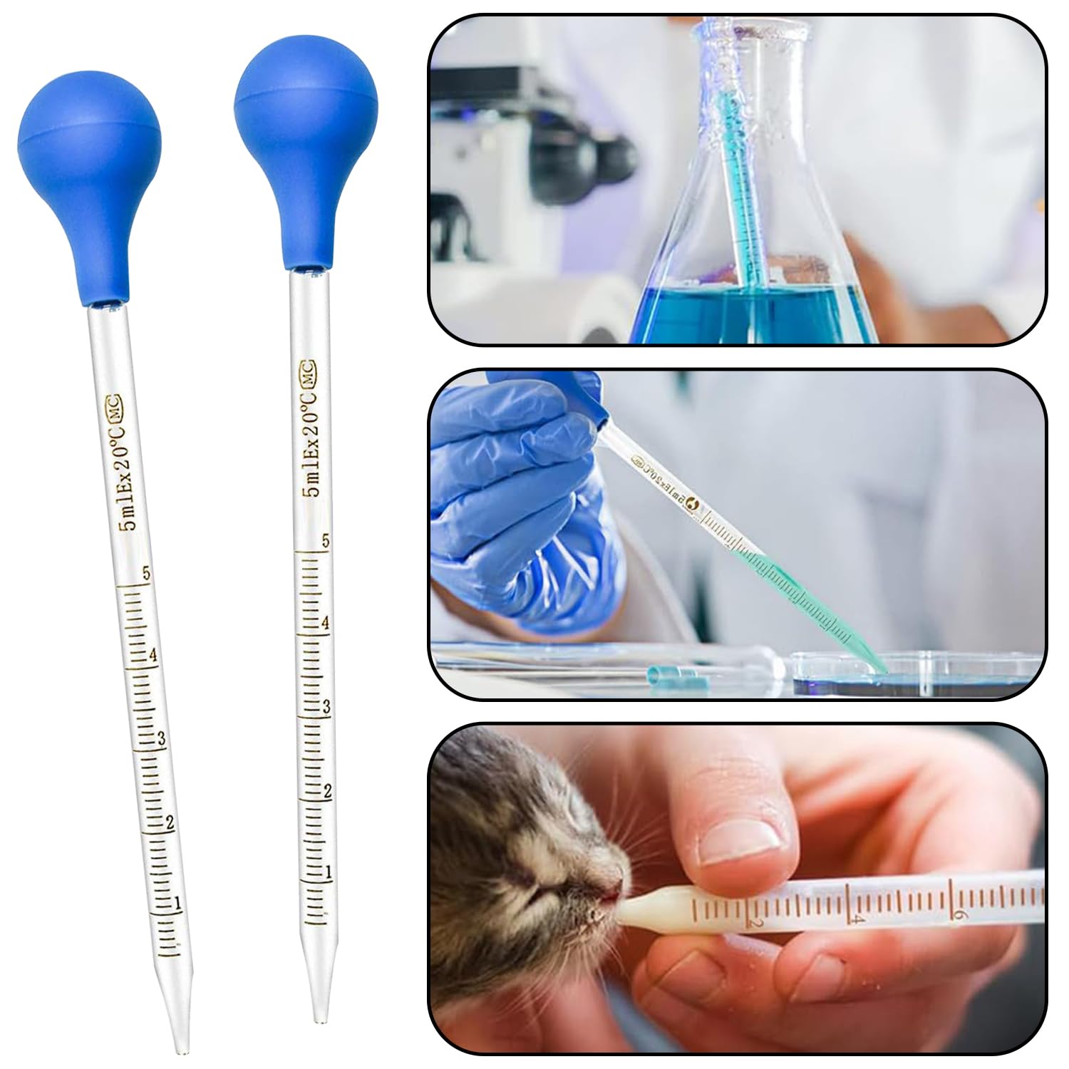 2er Set Glaspipette 10ml Mit Bürsten– Hochwertige Pipetten aus Glas für präzises Dosieren von Flüssigkeiten – Laborqualität für ätherische Öle, Chemikalien, Parfüms und mehr