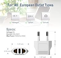 Vista 5 de Adaptador de enchufe de EE. UU. a Europa, adaptadores para enchufes europeos, convertidor de enchufe eléctrico de 220 V a 110 V para viajes