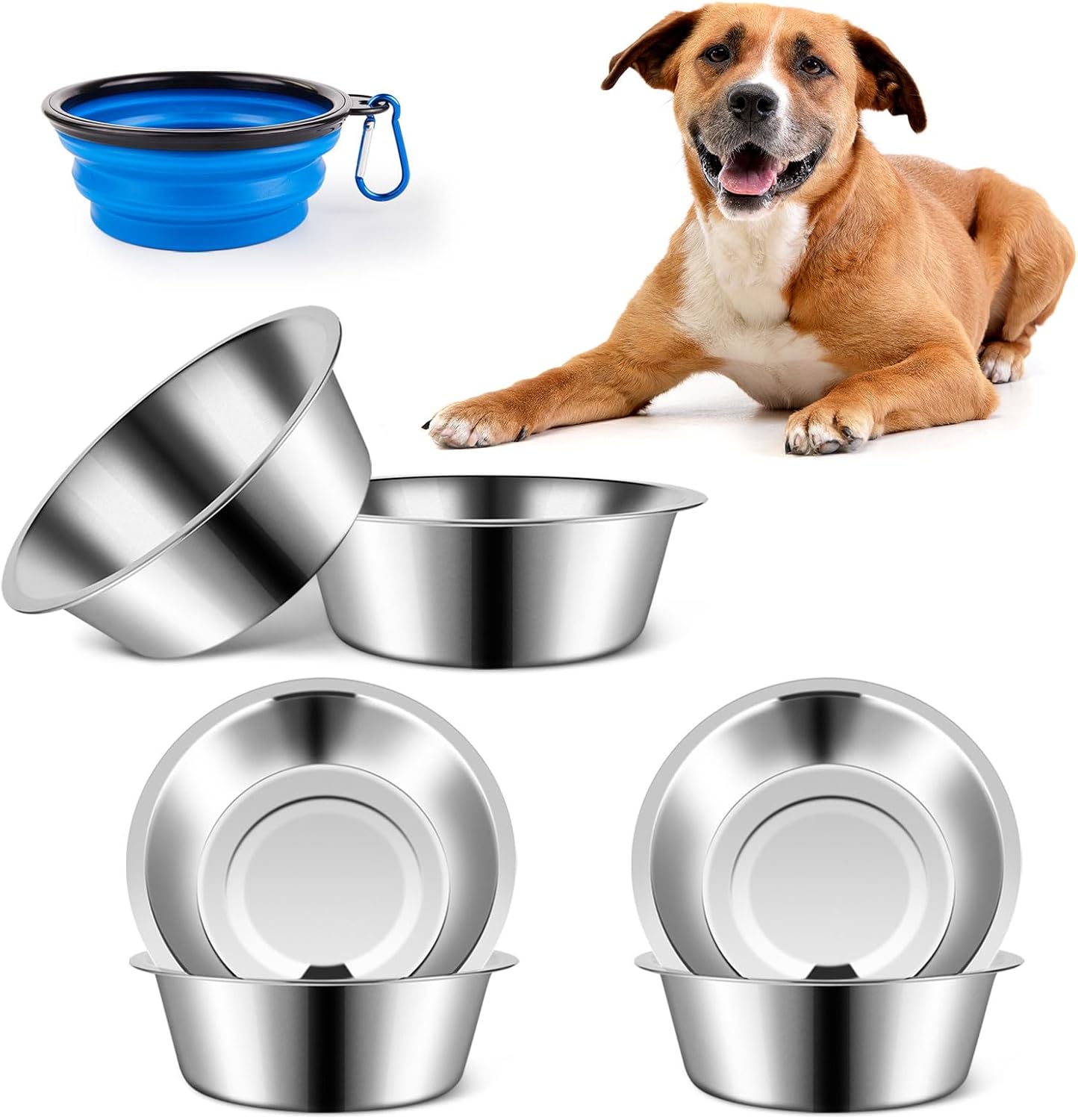ACEONE 6-Pack Stainless Steel Dog Bowls for Medium & Large Pets