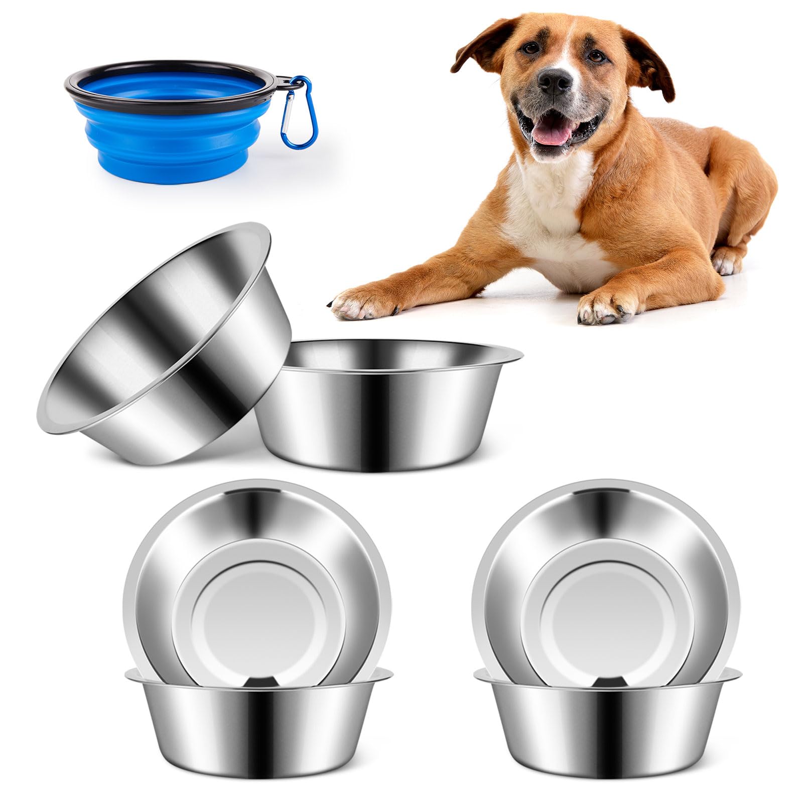5er Set Edelstahl-Hundenäpfe – Stapelbar, Spülmaschinenfest, Für Mittelgroße & Große Hunde (Ø 21,1 Cm) – Robuste Futternäpfe Aus Metall
