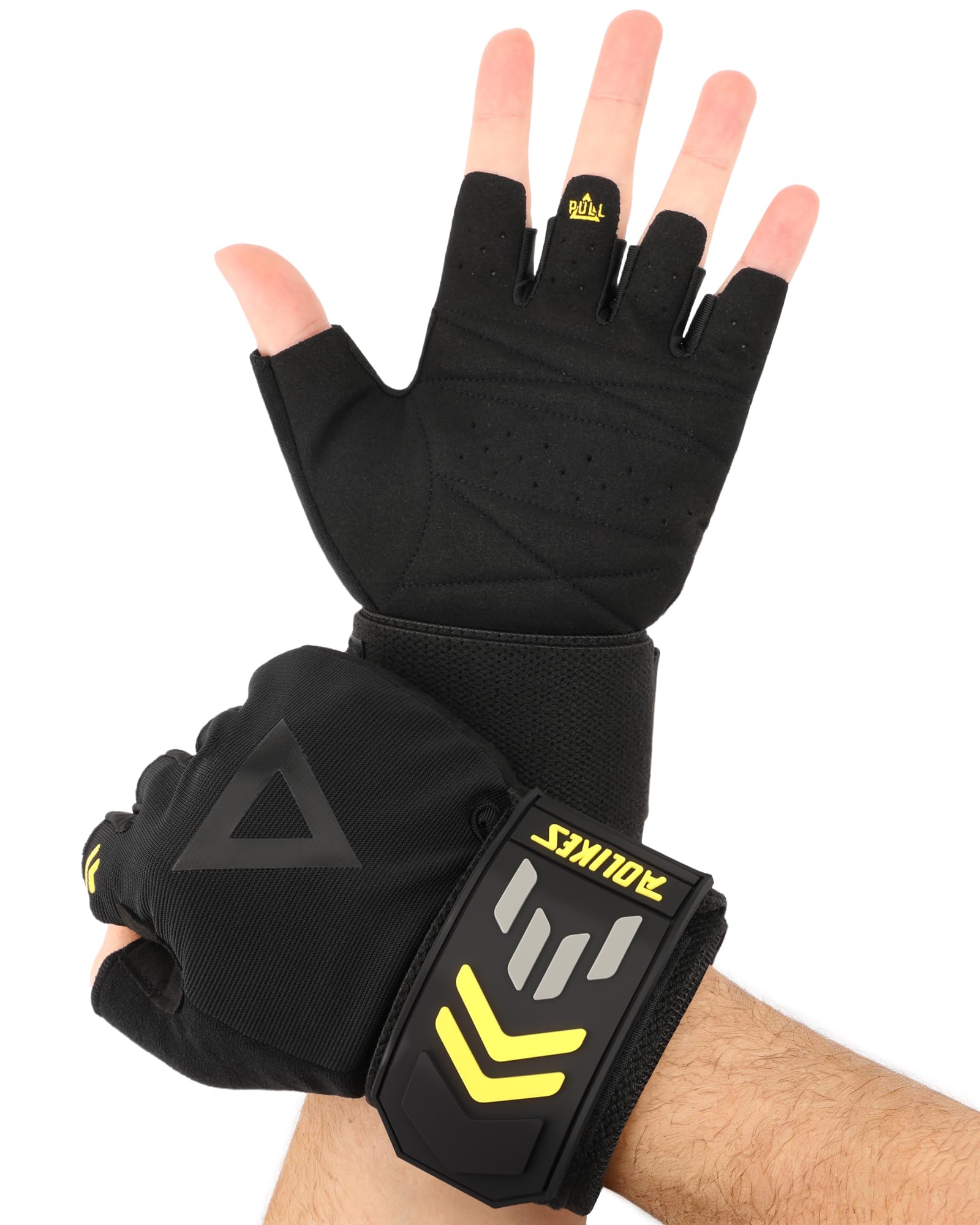 FitDA Weight Lifting Gloves, No-Slip Silicone Gym Gloves with Wrist Wrap Support for Men & Women, Gym Workout Glove for Weightlifting, Training, Fitness, Hanging, Cycling, Pull-ups-L