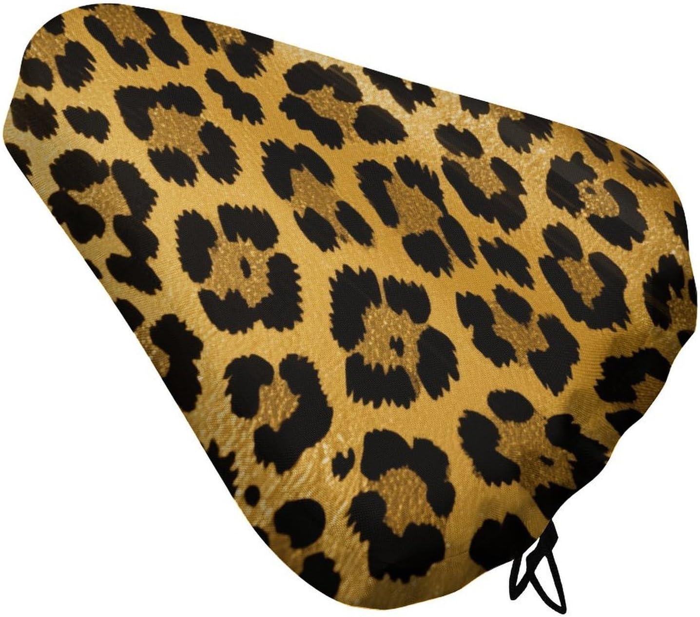 Leopard Print Padded Bike Seat Cover with Drawstring and Spring Buckle, Waterproof Bicycle Seat Cushion Extra Wide, Soft Comfort Bicycle Saddle for Mountain Exercise Road Bikes