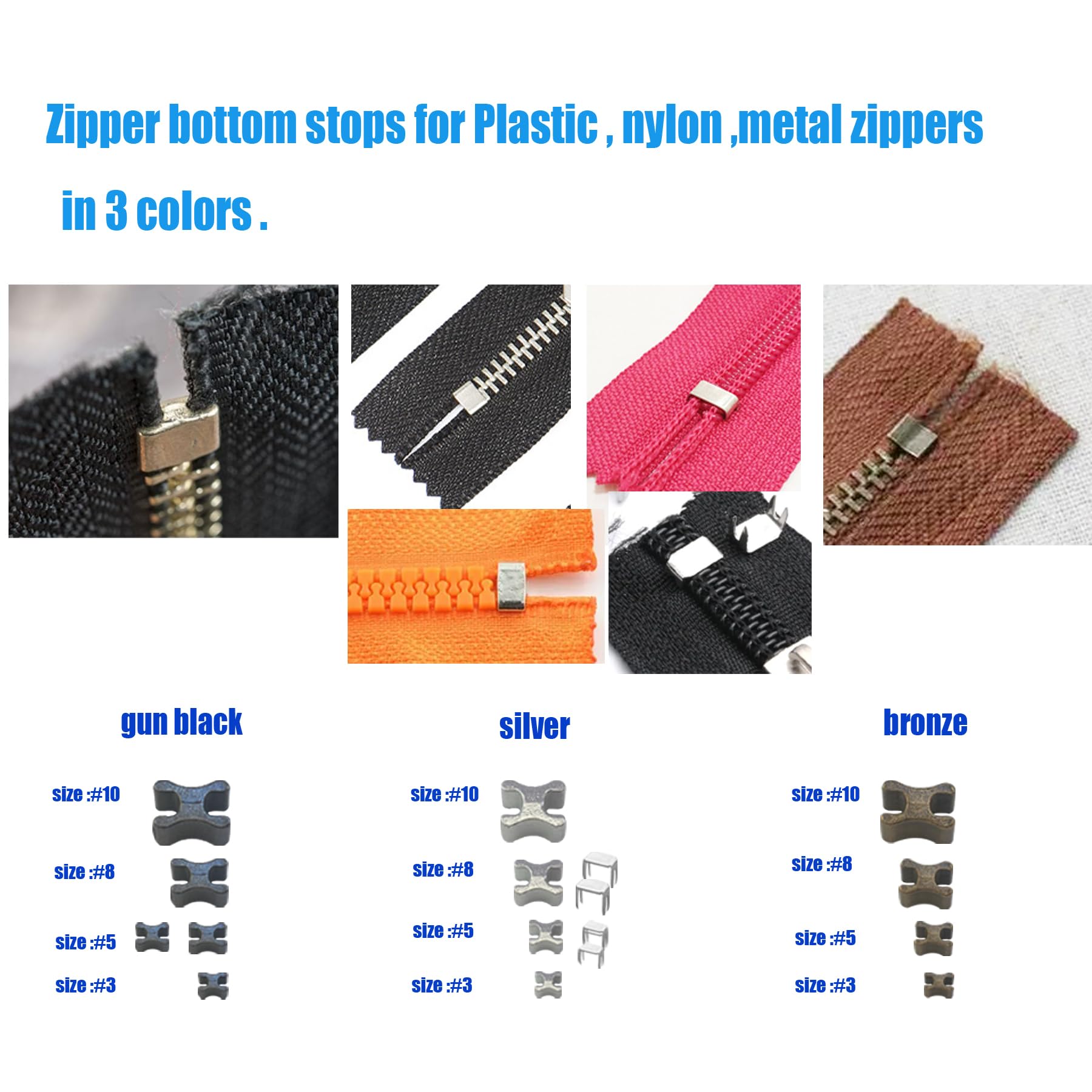 Amazon.com: Metal Zippers Latch Slider Retainer Box 3 Color