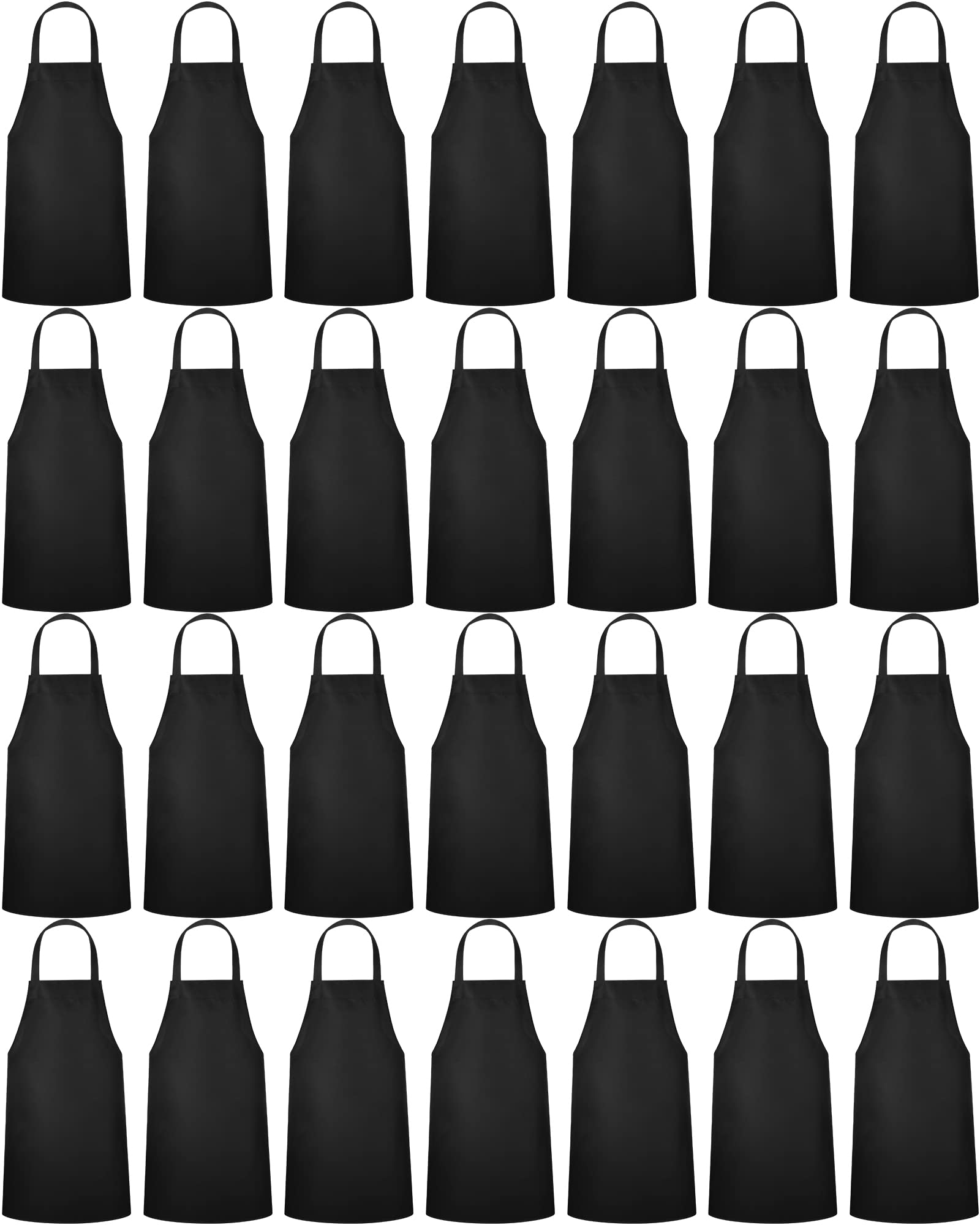 Paquete de 36 delantales de babero a granel lisos para hombre mujer adulto delantal unisex lavable a máquina, delantal ajustable babero delantales ajustables, Negro -, talla única