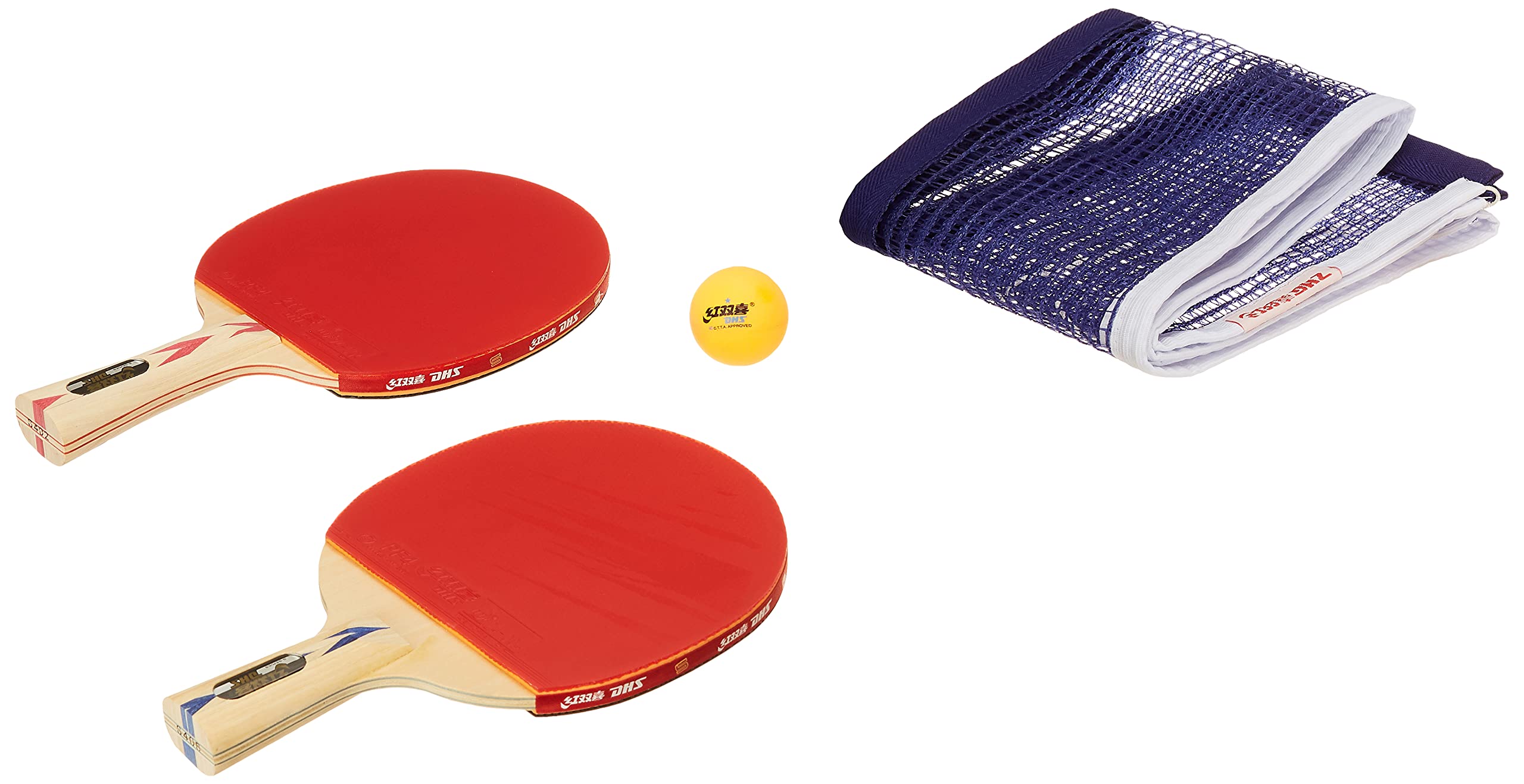 DHS Wood Tennis Bat S-S4F2 With TT Ball 40MM 2 STAR ORANGE (20 Pcs Box) And TT NET 409 1