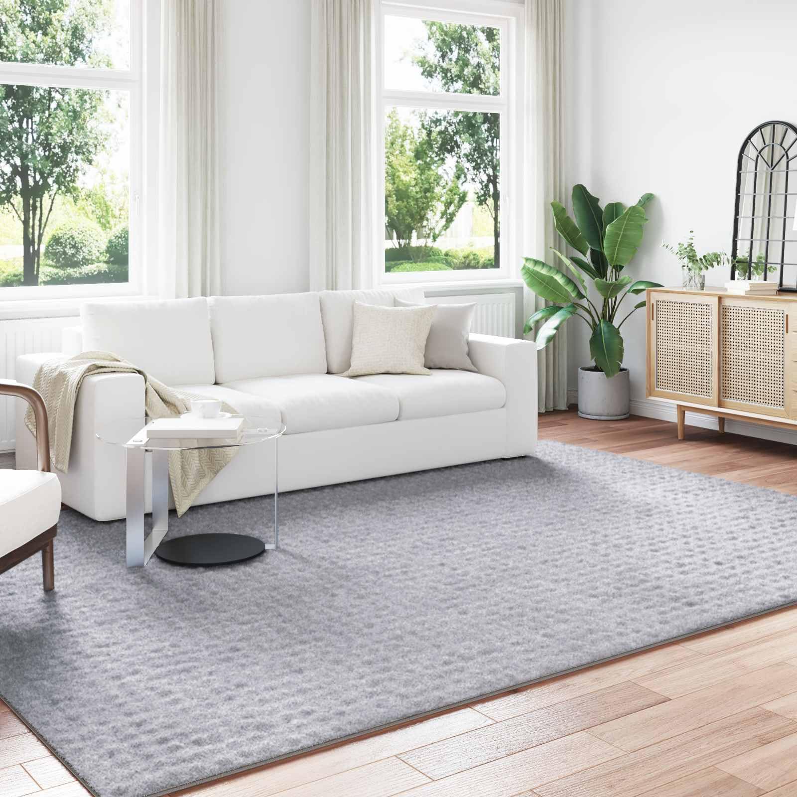 SIROLO Bereichsteppich Grau 280x200 cm - Weicher Wohnzimmerteppich Rechtwinklig aus Polyester - Rutschfester und Waschbarer Teppich für Innenbereich und Fussbodenheizung