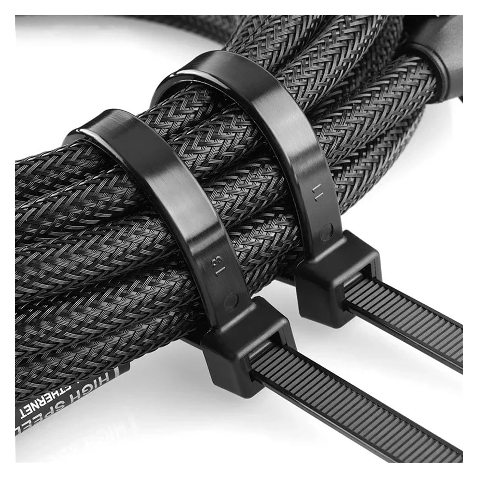Set di cinghie avvolgibili con cerniera in nylon autobloccante da 500/1000 pezzi in nero anello fissaggio for cavi(3x250mm (500pcs))