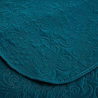 Vista 6 de Chezmoi Collection Luca - Juego de colcha de 3 piezas extragrande, tamaño king, verde azulado - Edredón de verano de microfibra ligera de 118 x 106