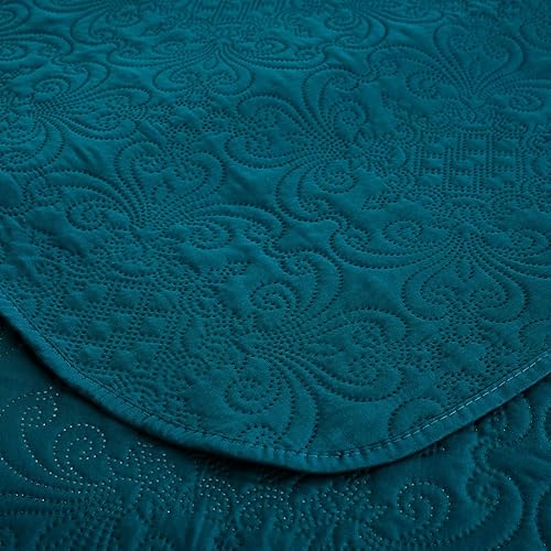 Miniatura 6 de Chezmoi Collection Luca - Juego de colcha de gran tamaño de 3 piezas, tamaño King, color verde azulado, colcha de microfibra ligera de 118 x 106