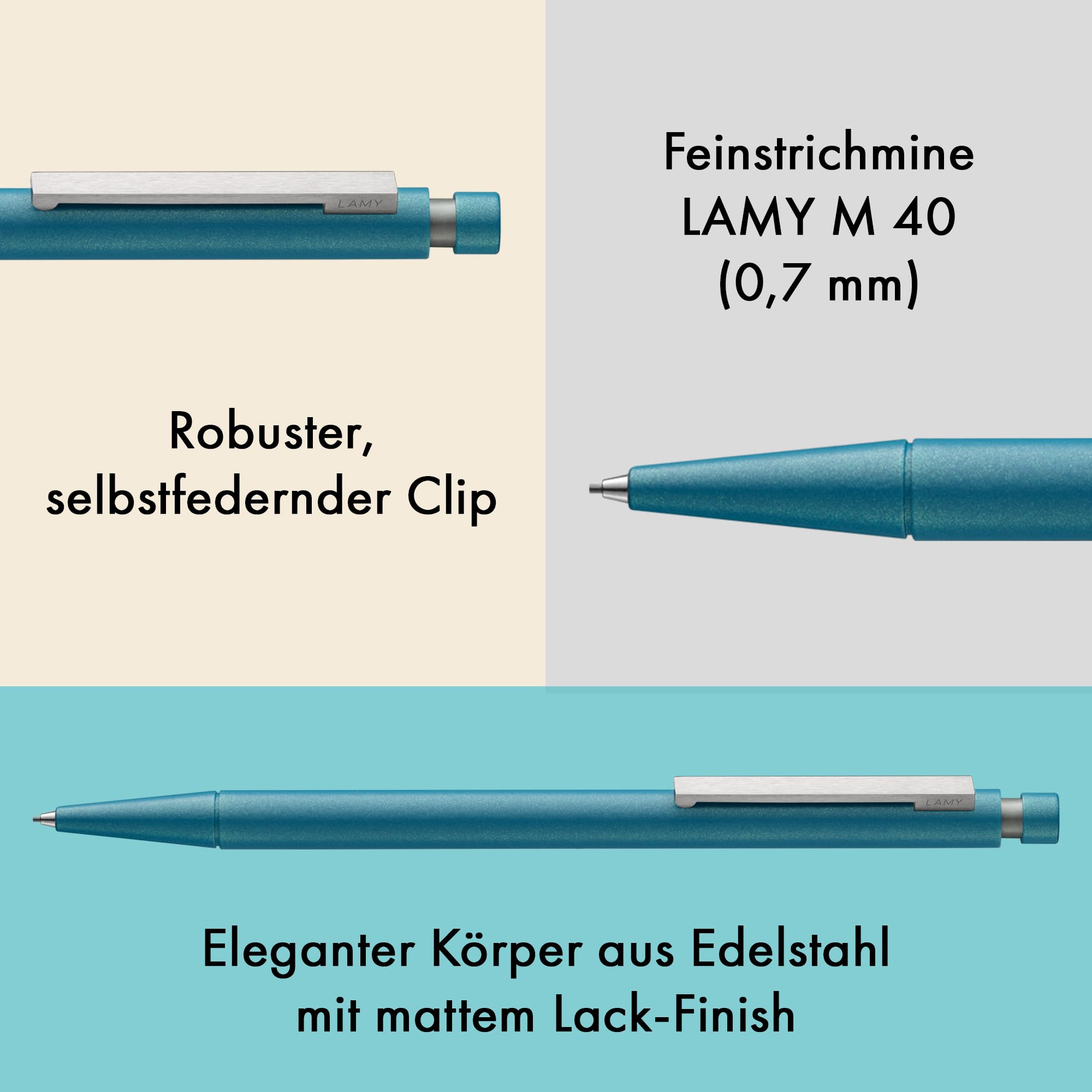 Lamy cp1 rose Druckbleistift – minimalistischer Bleistift in elegantem Gehäuse aus Ganzmetall – abgefederter Edelstahl-Clip – inkl. Feinstrichmine M 41 in Strichbreite 0,5 mm & Radiertip