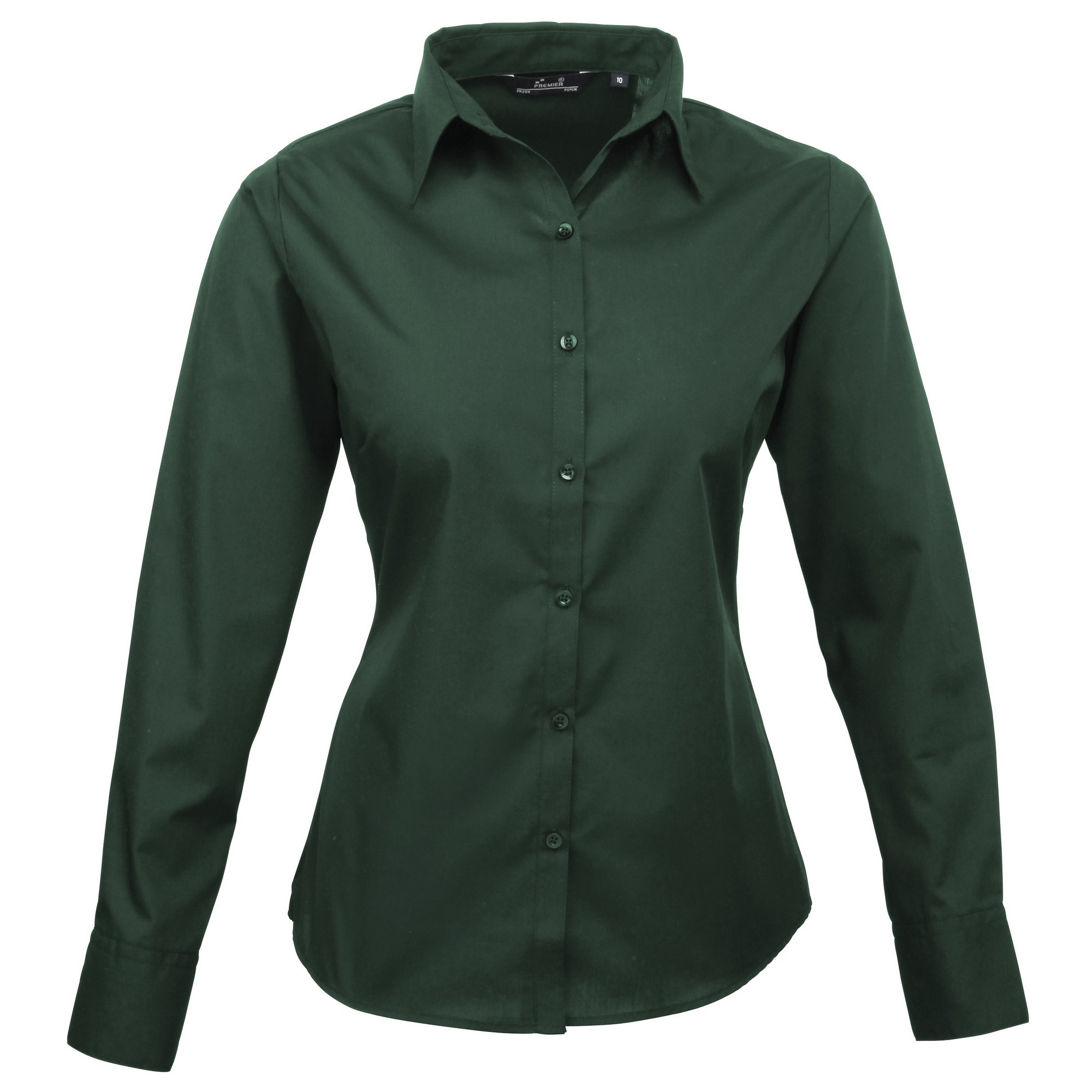 Premier Women's Green (Bottle) Fitness Poplin Long Sleeve Blouse Regular Fit Long Sleeve Blouse, 14 (Manufacturer Size:14)
