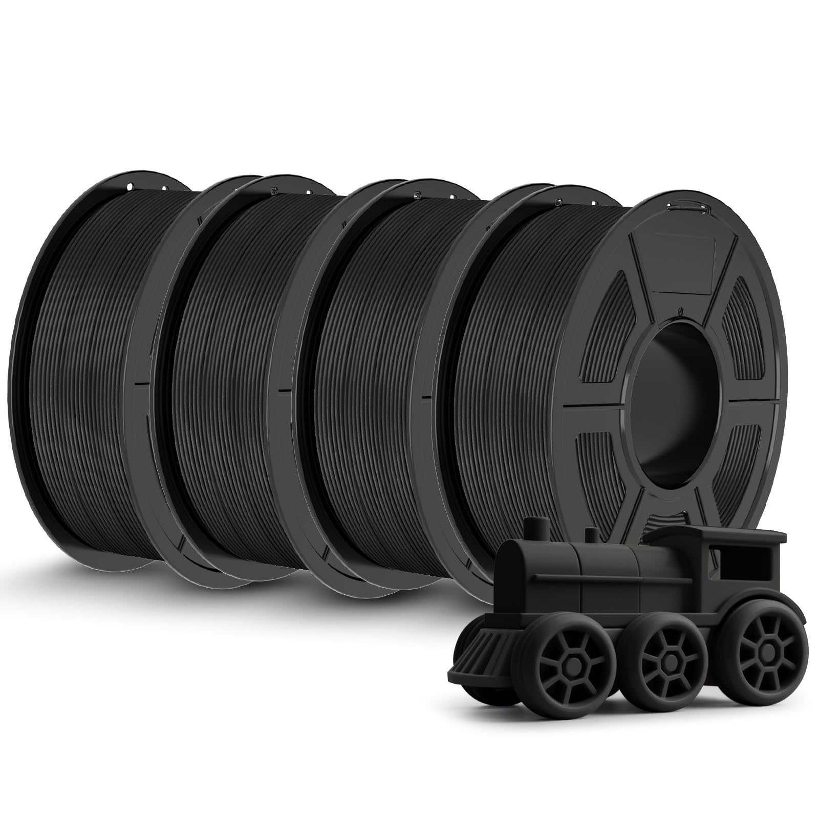 TECBEARS Matte PLA Filament Schwarz 4KG, Schönes mattes Finish, Maßgenauigkeit +/- 0.02mm, für die meisten FDM 3D Drucker, 4 Stück 1kg Spule (2.2lbs)
