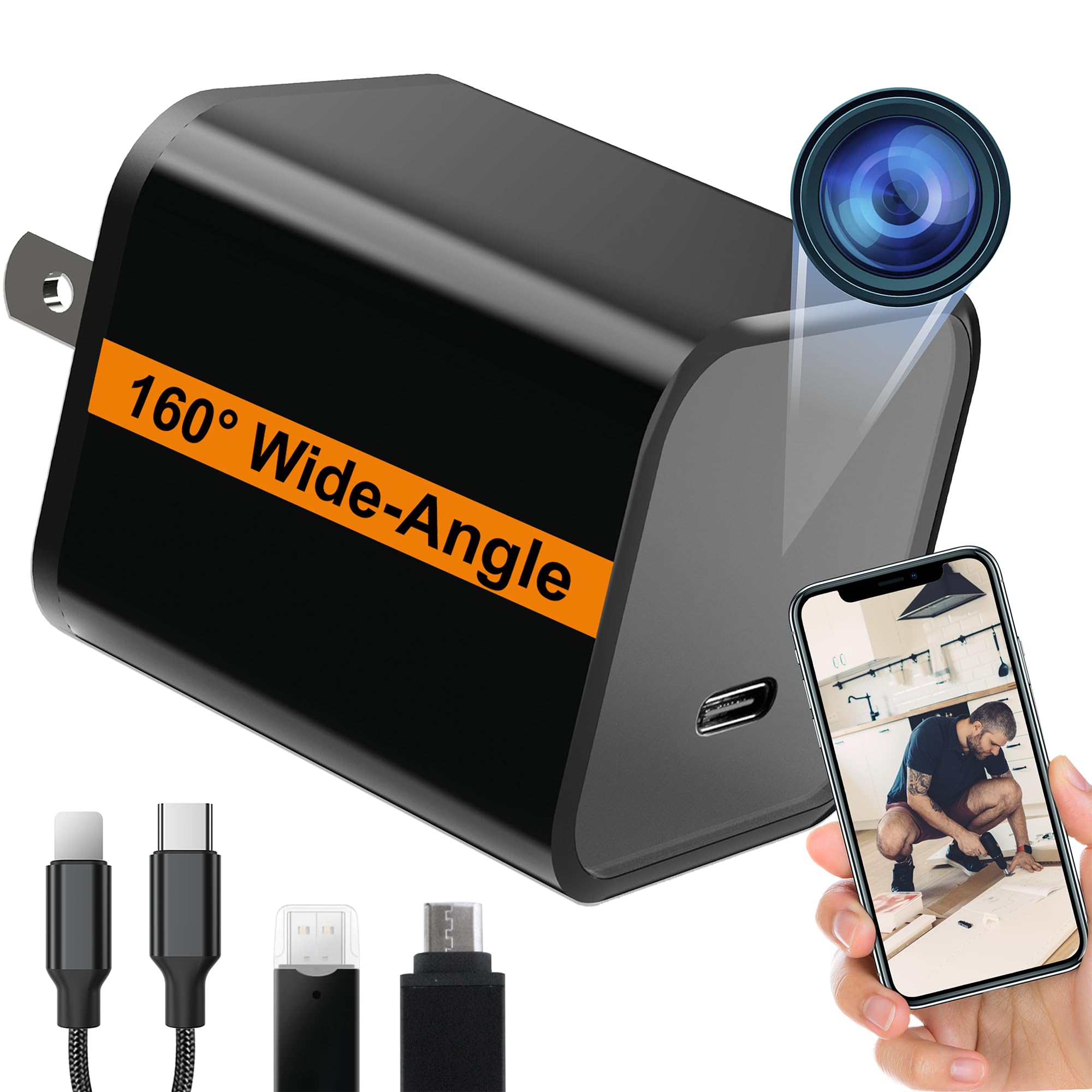 ALPHA TECH WiFi Smart Camera Charger with Premium Wide-Angle 160 Live Remote View 2 4G 5G WiFi Best