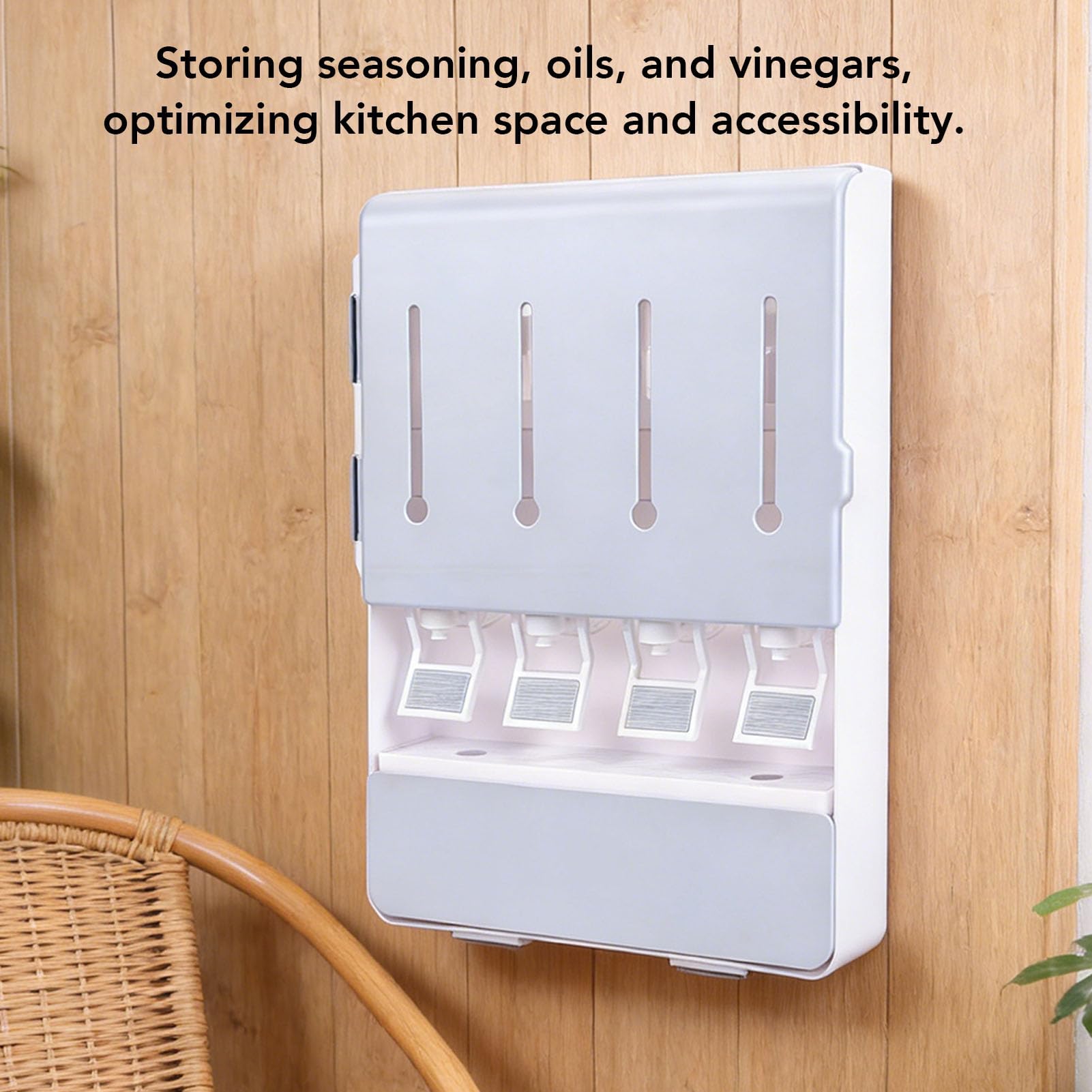 Soporte de condimento de pared, organizador de cocina práctico para ahorrar espacio para almacenamiento de aceite, vinagre y de soja para uso doméstico