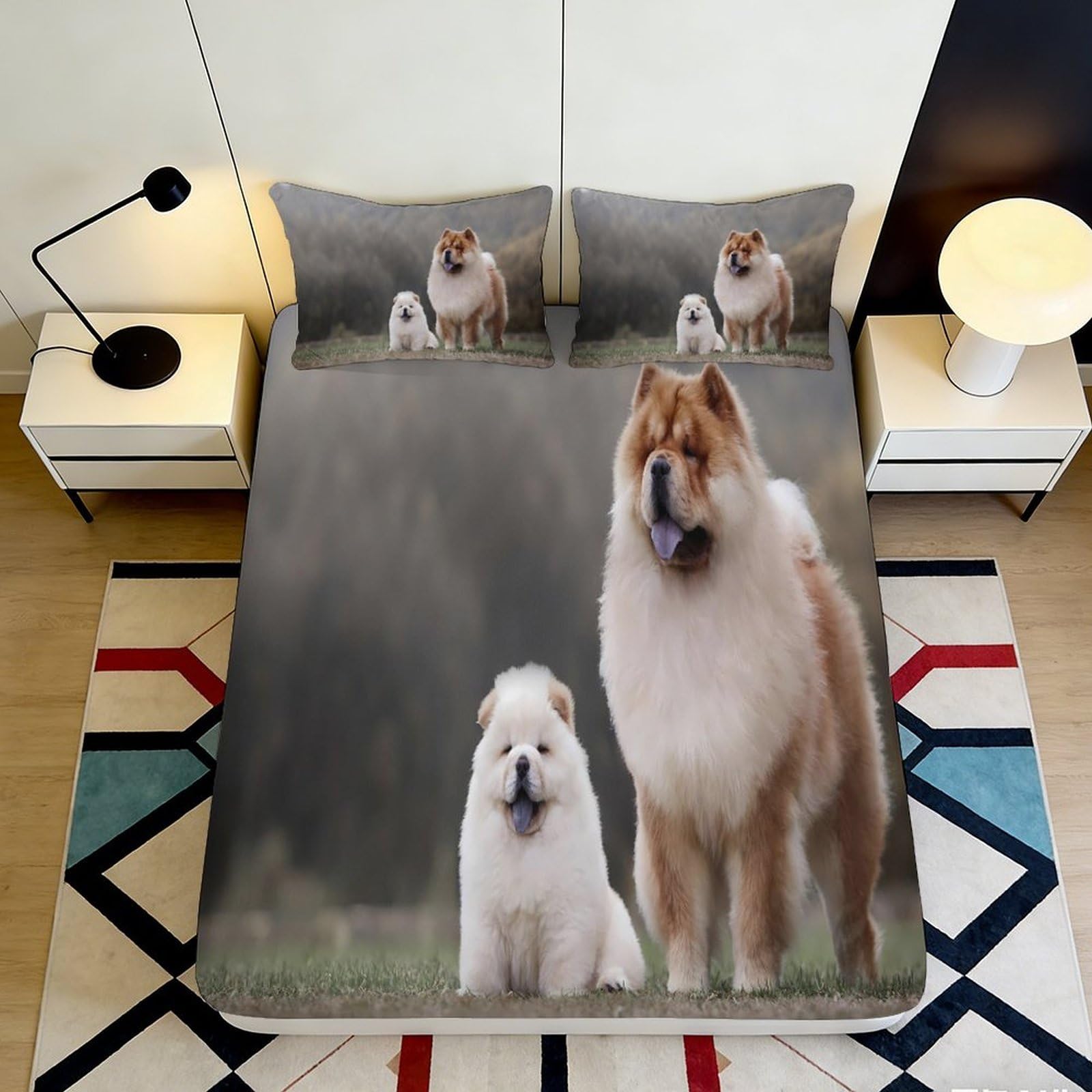 3D Printed Shiba Dog Fitted Sheet Microfiber Deep Pocket Bedroom Shiba Mattress Fitted Cover Non-Slip for All Ages 200x200x25cm 90x200x25cm