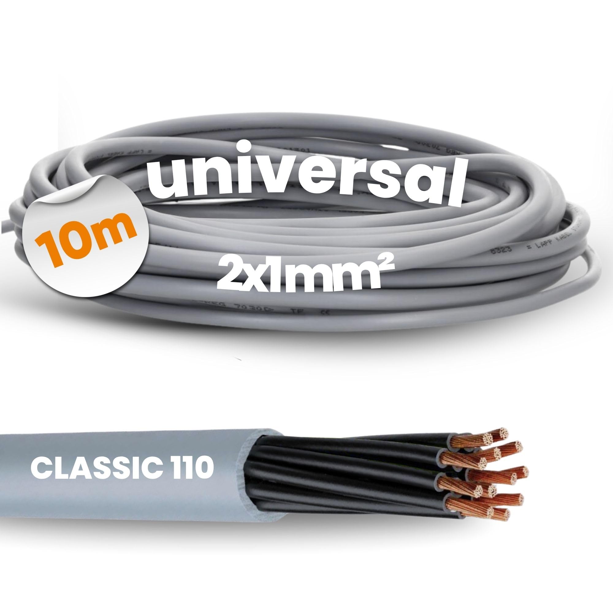 Lapp 1119852 Ölflex Classic 110 Câble de Commande PVC, 2x1,0 mm, 10 m