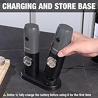 Vista 6 de HAUSHOF Juego de 2 piezas de molinillo eléctrico de sal y pimienta, molinillo de pimienta automático recargable por USB y molinillo de sal
