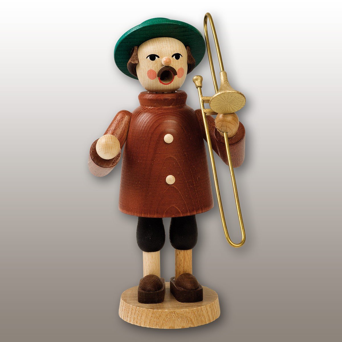 Trombone Player German Christmas Incense Smoker Made in Erzgebirge Germany New