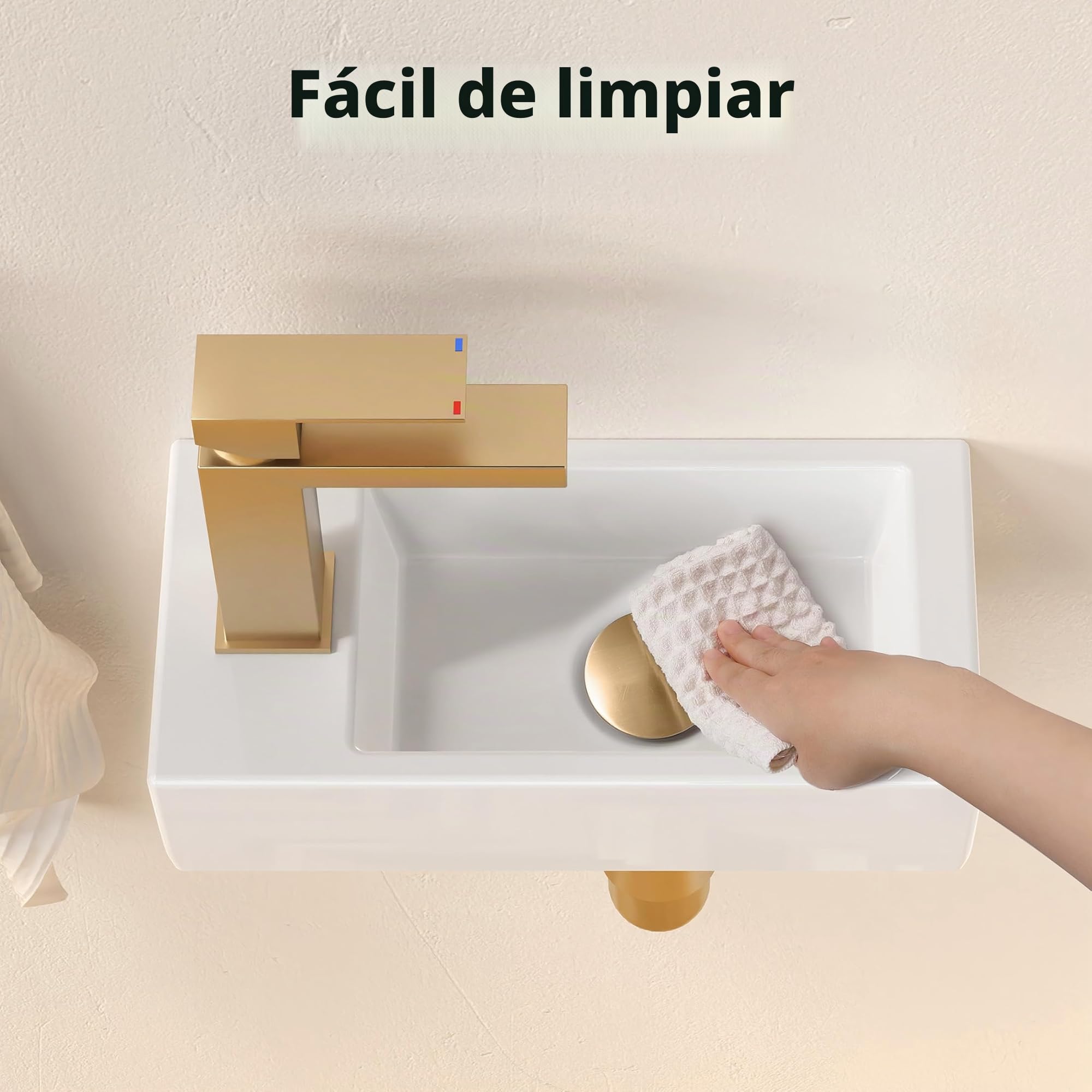 KES Lavabo Blanco de Cerámica Lavabo Sobre Encimera Baño Mini Estandar Lavamanos sobre Encimera Rectangular, BWS102