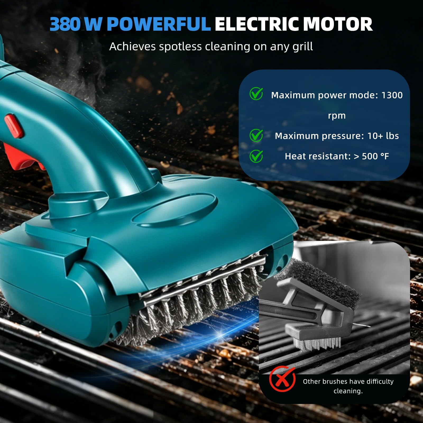 Elektryczna szczotka do grilla Makita 18 V, bezprzewodowa, z głowicą ze stali nierdzewnej i nylonu, obrotowa, do rusztu do grilla, kuchni i na zewnątrz (bez akumulatora)