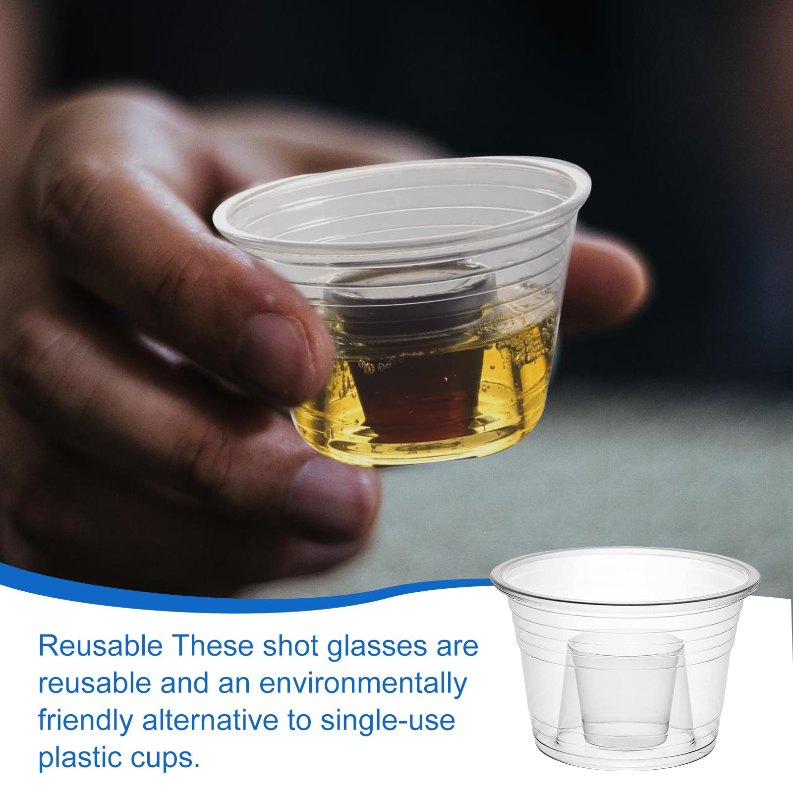 Kieliszki do shotów z tworzywa sztucznego 100 ml, przezroczyste, jednorazowe, 100 sztuk