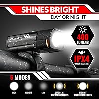 Vista 3 de Bike Lights for Night Riding, USB Rechargeable Front and Back Lights, LED Bicycle Headlight and Tail Light Set, Water Resistant Bike Lights