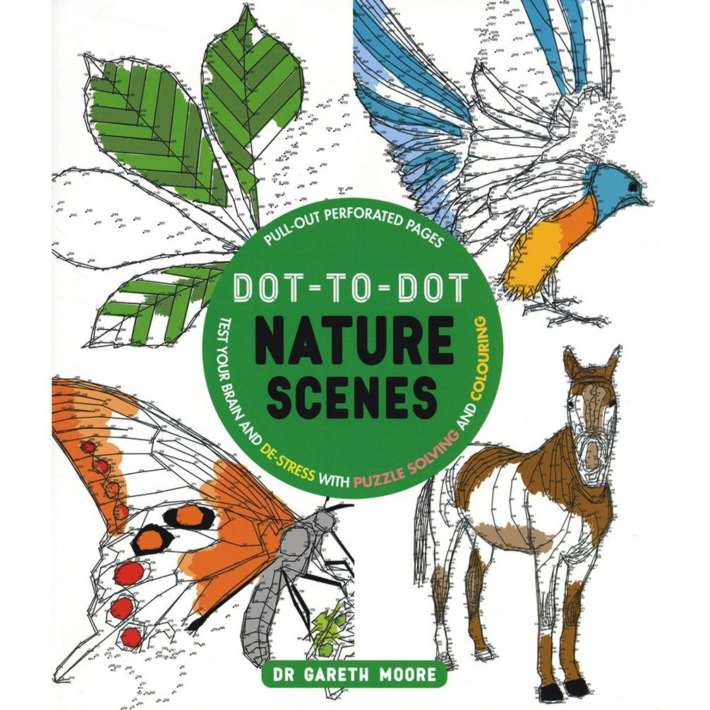 Dot-to-Dot Nature Scenes: Test Your Brain and De-Stress with Puzzle Solving and Colouring