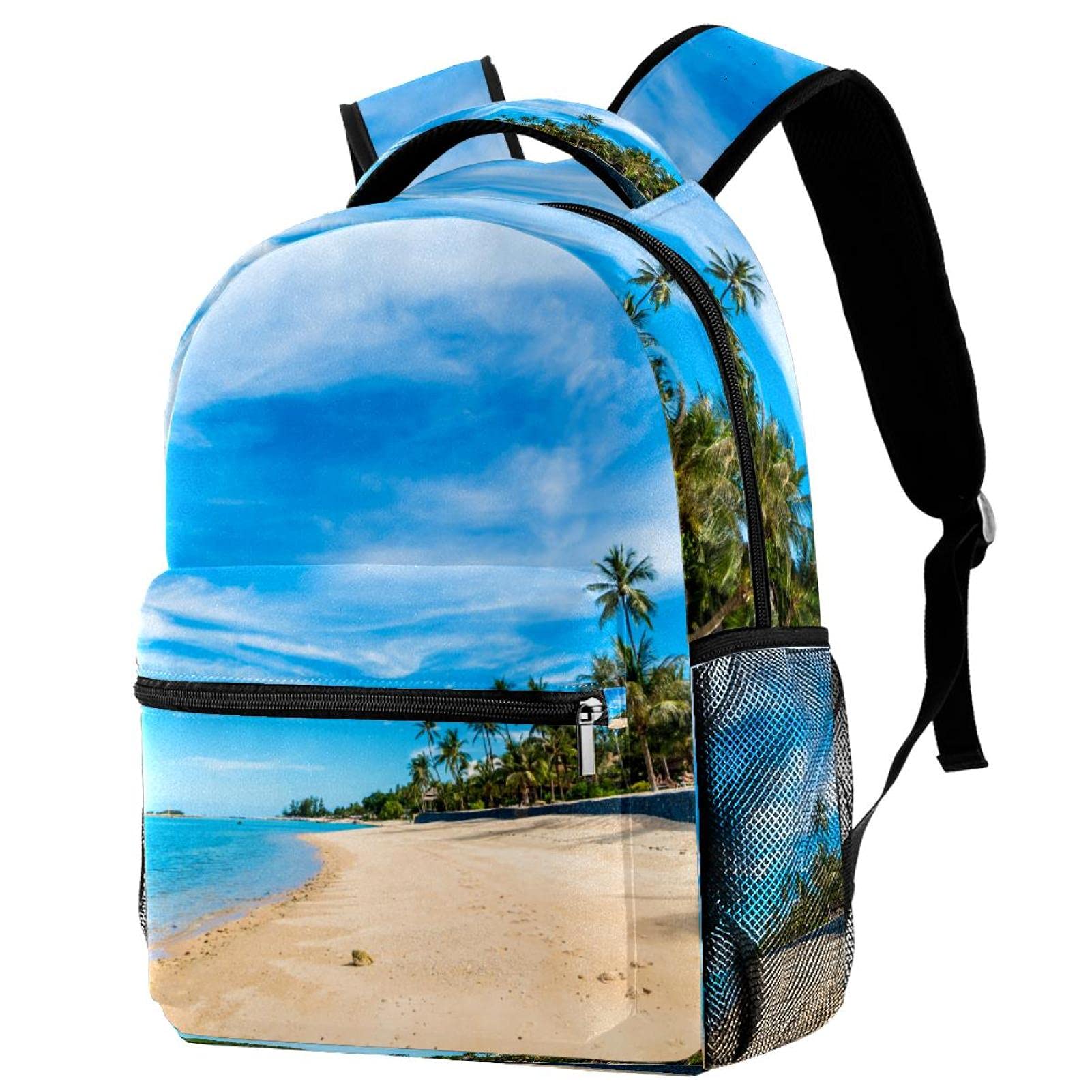 Leisure Campus Travel Backpacks, Beach Blue Sky Bags with Bottle Holder for Girls Boys