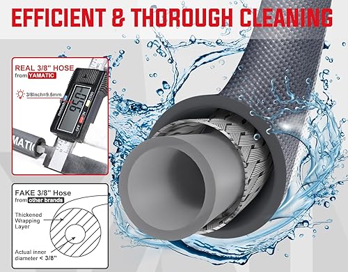 Miniatura 3 de YAMATIC - Manguera para lavadora a presión de 4000 PSI, 50 pies x 38", conector rápido giratorio  Alambre de acero trenzado, cubierta de goma sin