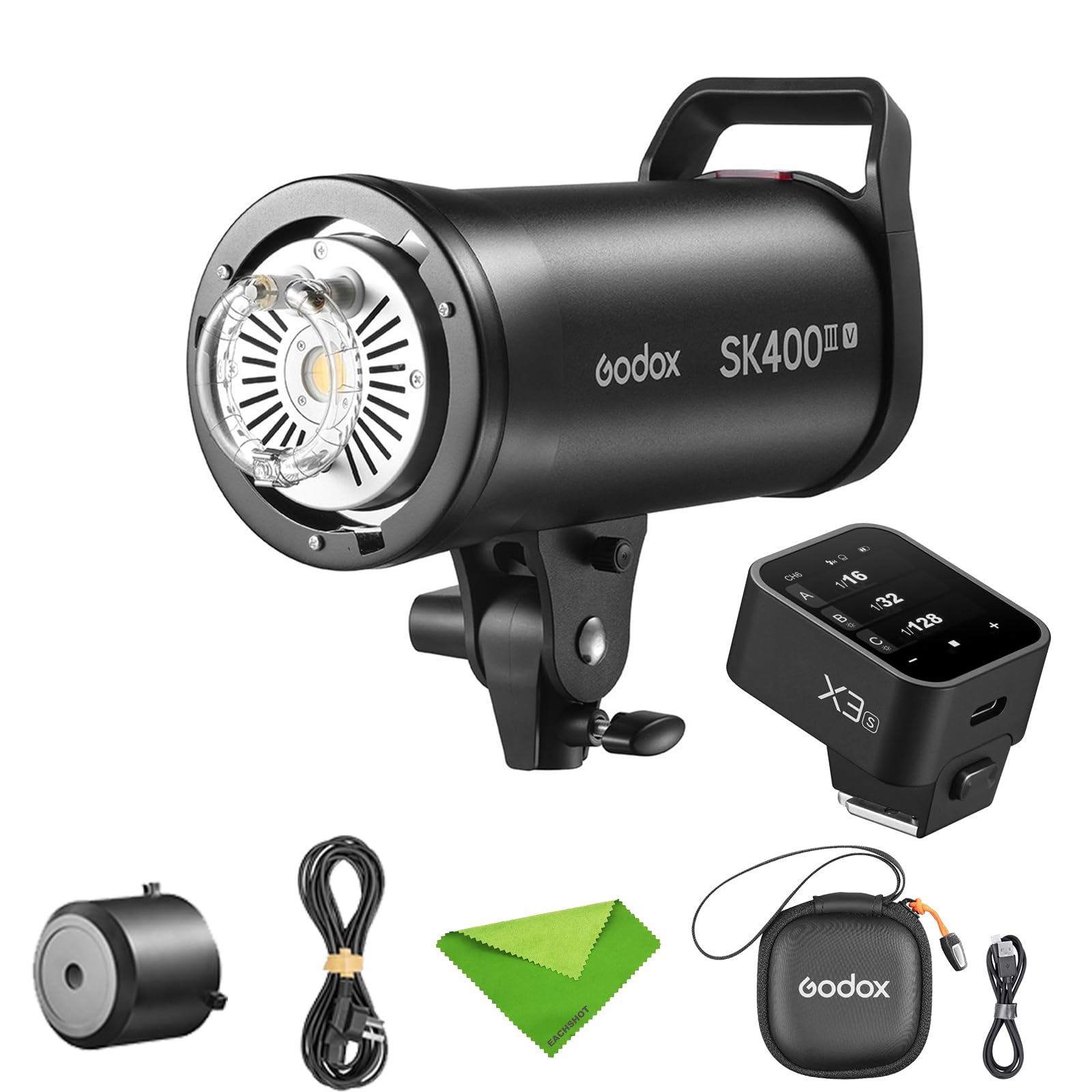 Godox SK400III-V SK400IIIV 400Ws Photo Studio Strobe Flash Monolight, with X3-S Flash Trigger, GN65, 10W LED Modeling Lamp, Recycle Time 0.1-1.5s, 2.4G Wireless, Bowens Mount Flash for Studio