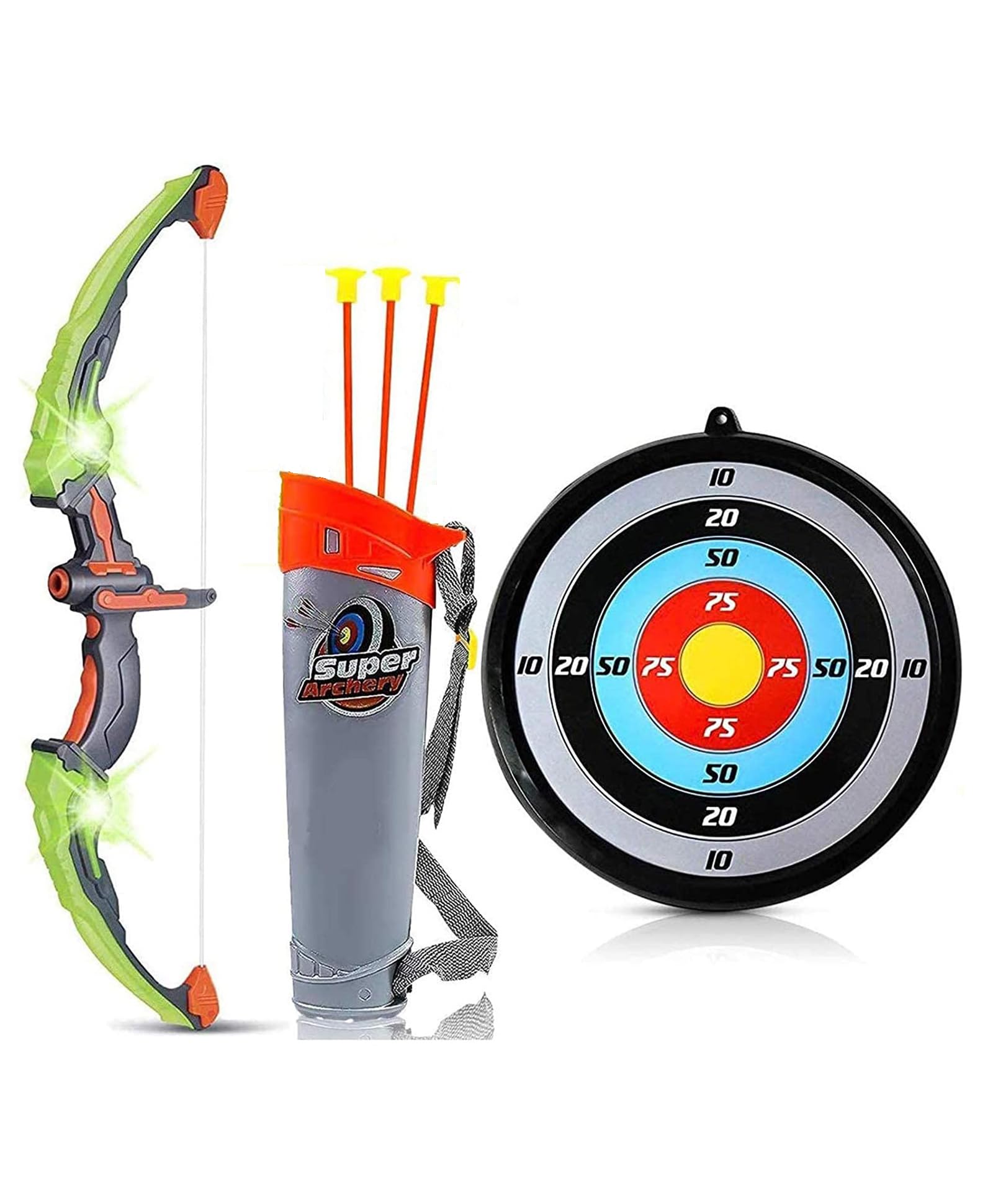 Urban Toys Archery Set for Kids - Includes Bow, 3 Suction Cup Arrows, Target & Quiver | Safe Outdoor Hunting Game for Boys & Girls | Colorful Super Archery Bow with Dart Target Board (B0CMM87MM6) Amazon Price History, Amazon Price Tracker