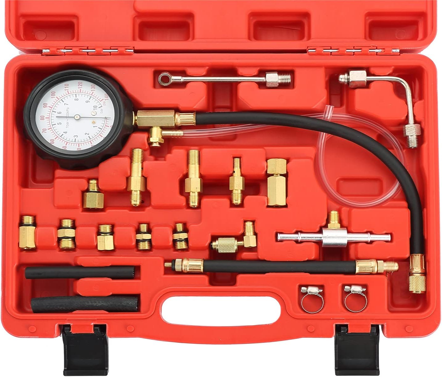 0-140 PSI Fuel Injection Pump Injector Tester Test Pressure Gauge Gasoline Cars
