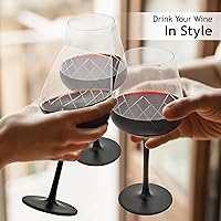 Vista 4 de MIAMIO Copas de vino de cristal premium, juego de 4 con tallo largo negro Colección Crystaluna (vino tinto)