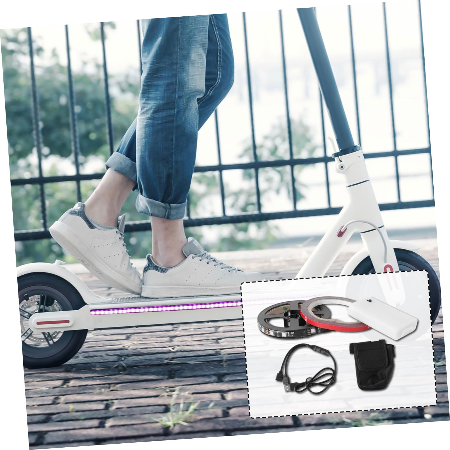 Kisangel Striscia LED per Scooter Elettrico Accessorio Decorativo per Personalizzare e Migliorare La Visibilità Sulla