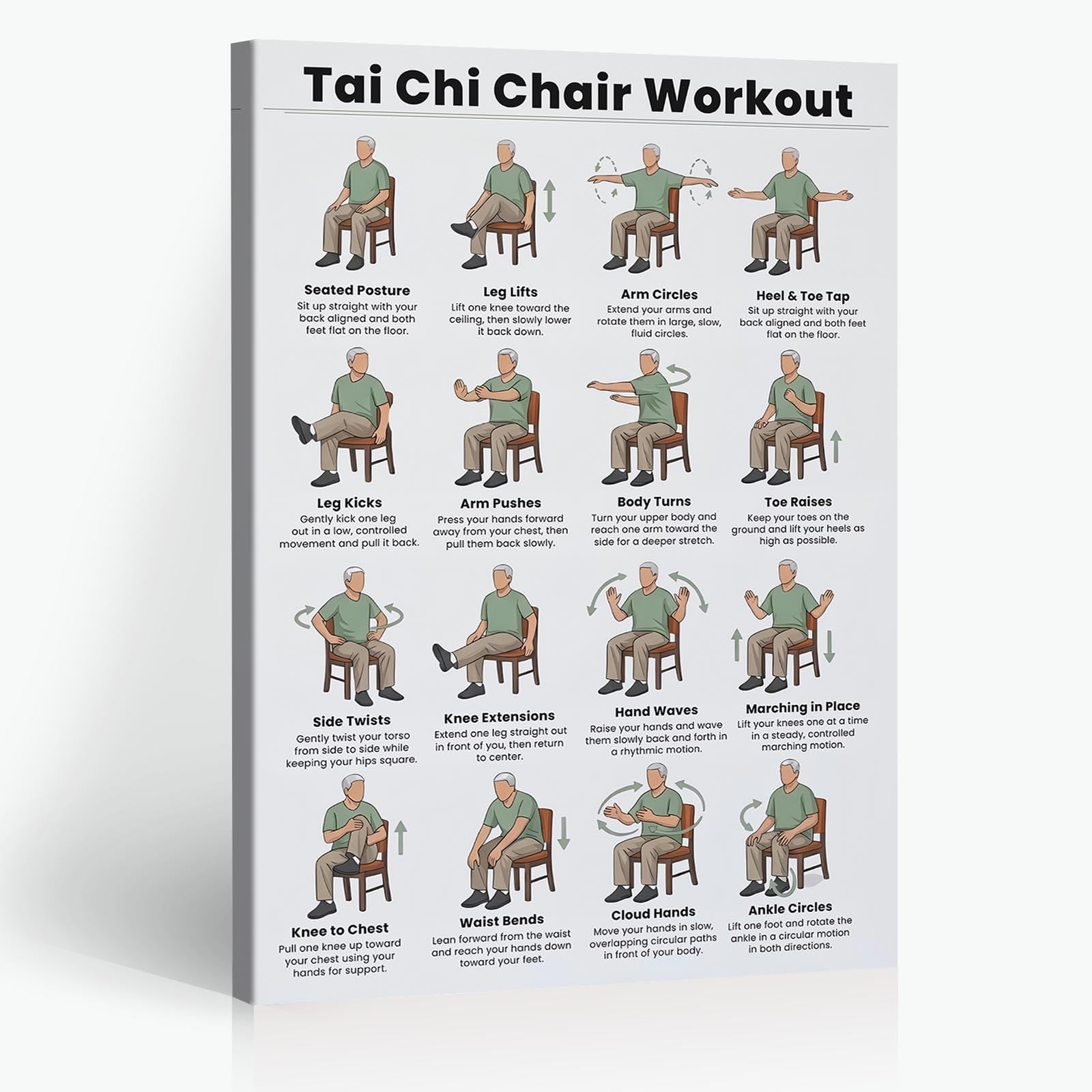 Tai Chi Walking Workout for Women Poster Balance & Mindful Movement Exercise Chart(8x12inchs，Unframed) — view 24