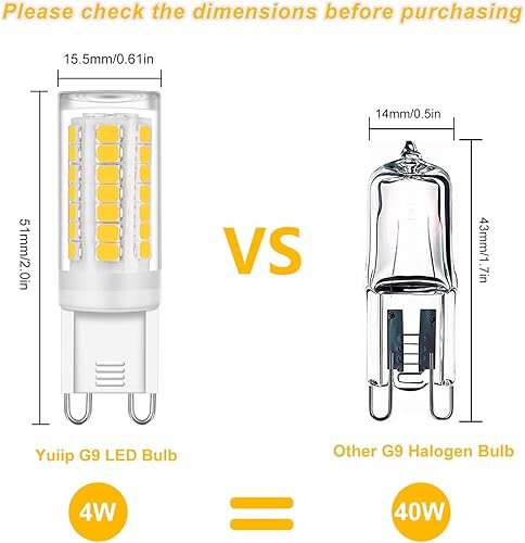 Miniatura 2 de YUIIP Bombillas LED G9 de 4 W 4000 K, color blanco natural, equivalente a bombilla halógena de 40 W, equivalente a bombilla halógena de 40 W,