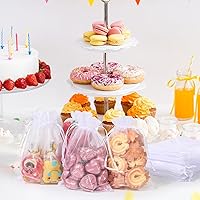 Vista 7 de Hopttreely 100 bolsas de organza transparentes premium, bolsas de regalo para bodas blancas, bolsas de joyería de 4 x 4.72 pulgadas para fiestas
