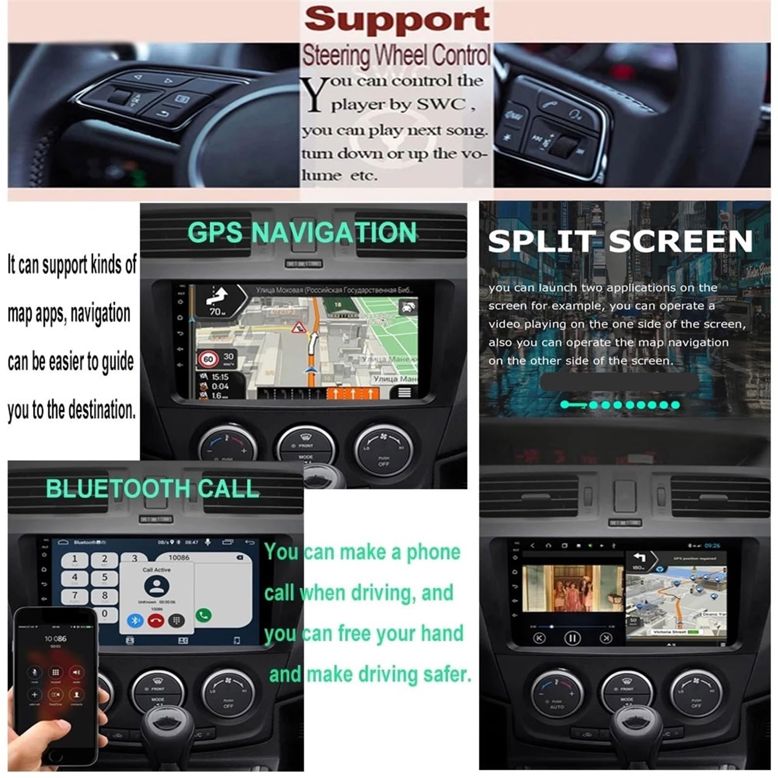 Navigatore Satellitare Auto Video Car Video Radio Multimedia Stereo Navigazione GPS(DLED 8G 256G 360CAM)