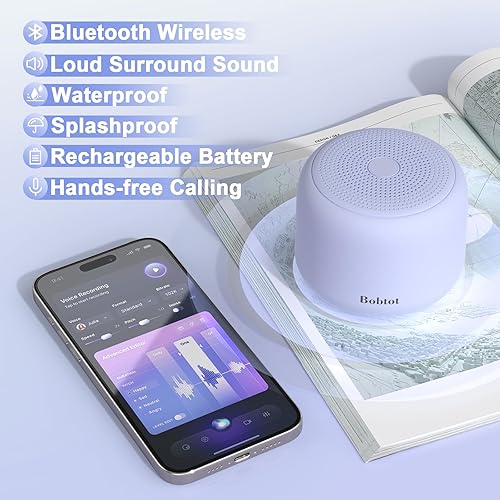 Miniatura 9 de Bobtot Altavoces Bluetooth portátiles inalámbricos, altavoz impermeable con sonido estéreo fuerte, 15 horas de reproducción, batería recargable,