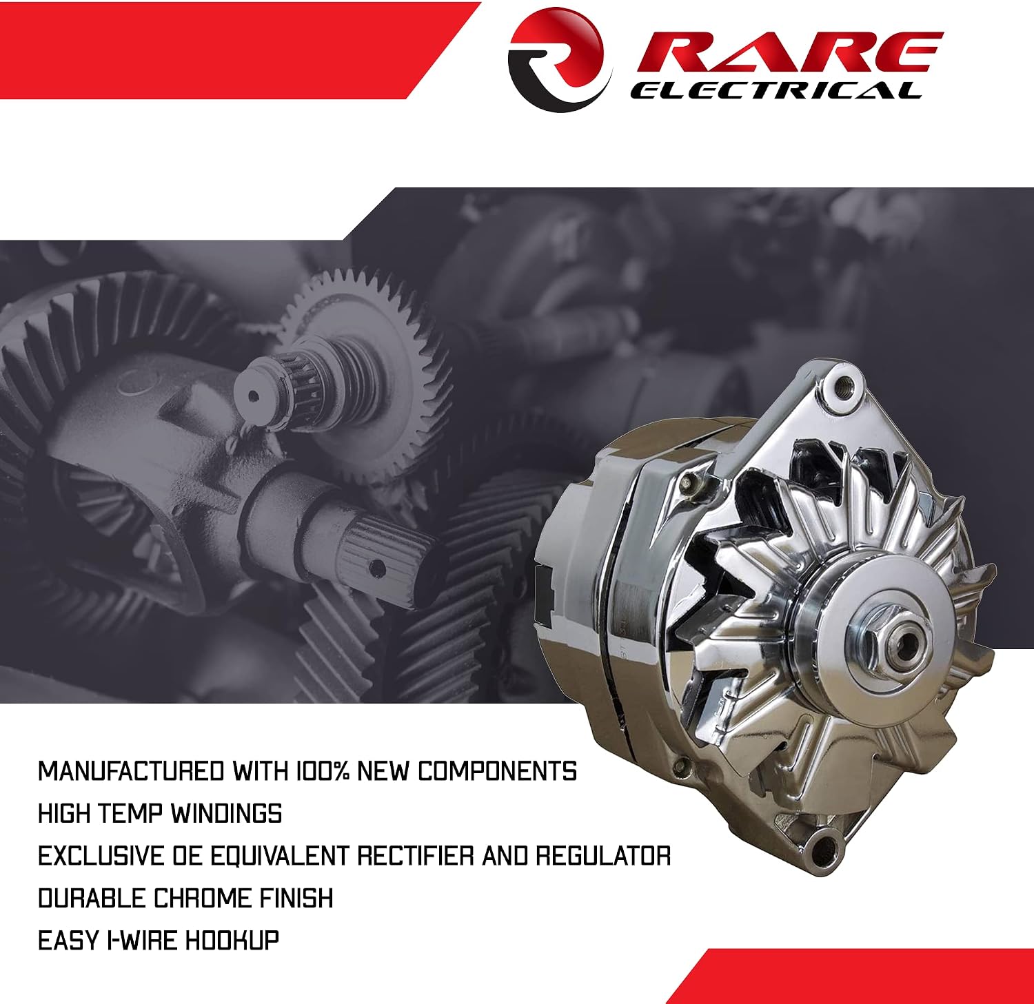 RAREELECTRICAL New Chrome Chevy Alternator Compatible With 110 Amp 3-Wire Or 1-One Wire Setup 65-85 Self Exciting By Part Number 7127CH