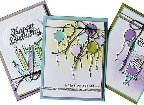 Miniatura 4 de Juego de sellos y troqueles de feliz cumpleaños para hacer tarjetas, sellos transparentes y troqueles de corte de metal para álbumes de recortes,