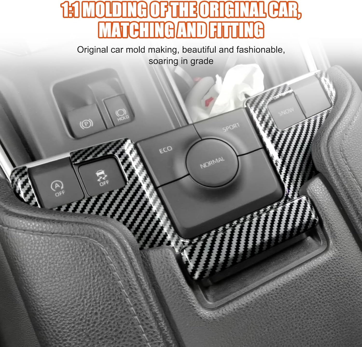 Car Armrest Box Switch Trim Cover Compatible with Toyota Grand Highlander 2024 2025 2026,ABS Center Console Armrest Storage Box Release Button Switch Cover Trim Accessories 2PCS (Carbon Fiber Pattern)