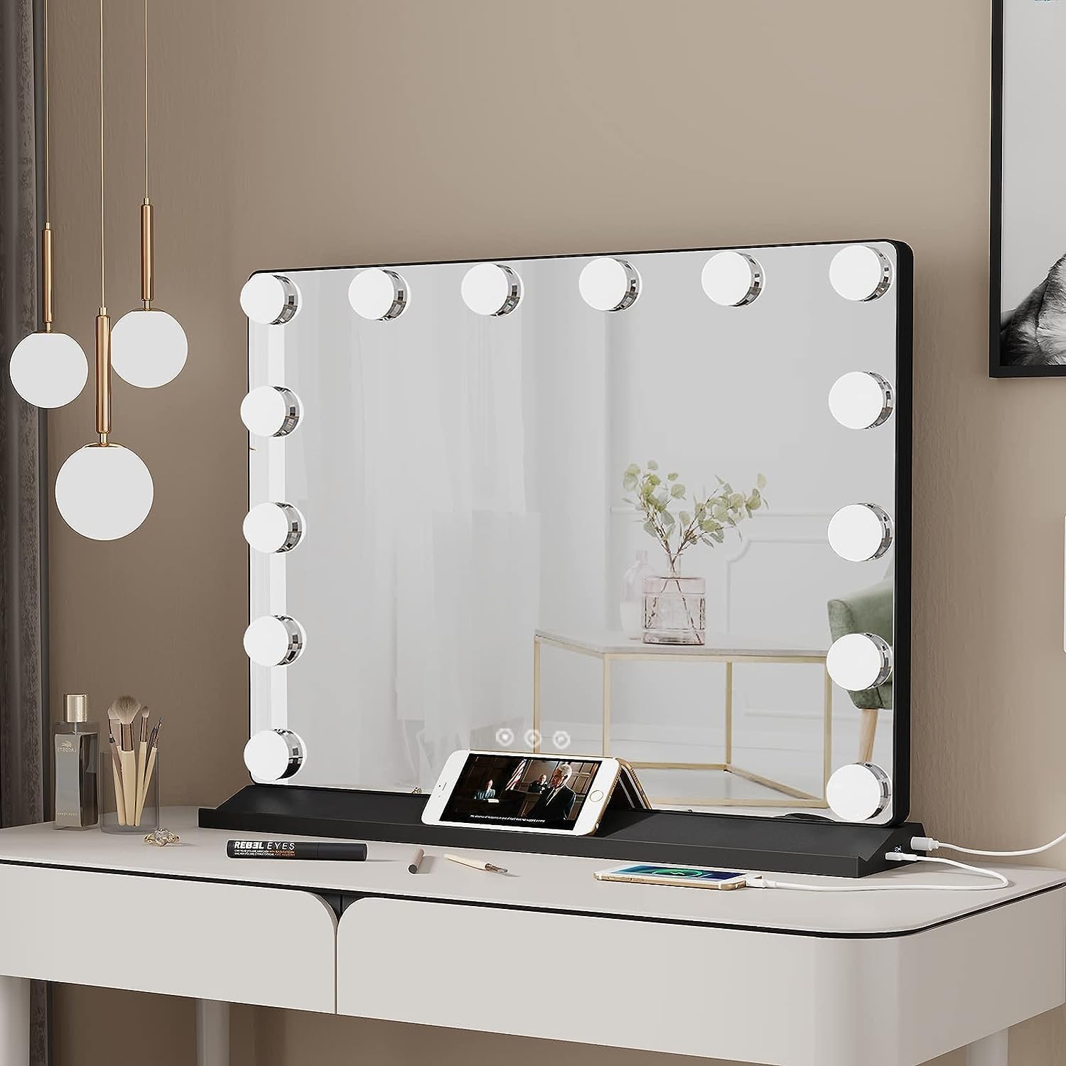LOWIXI Hollywood 14 Bulb Makeup Mirror 20"X16", 3 Color