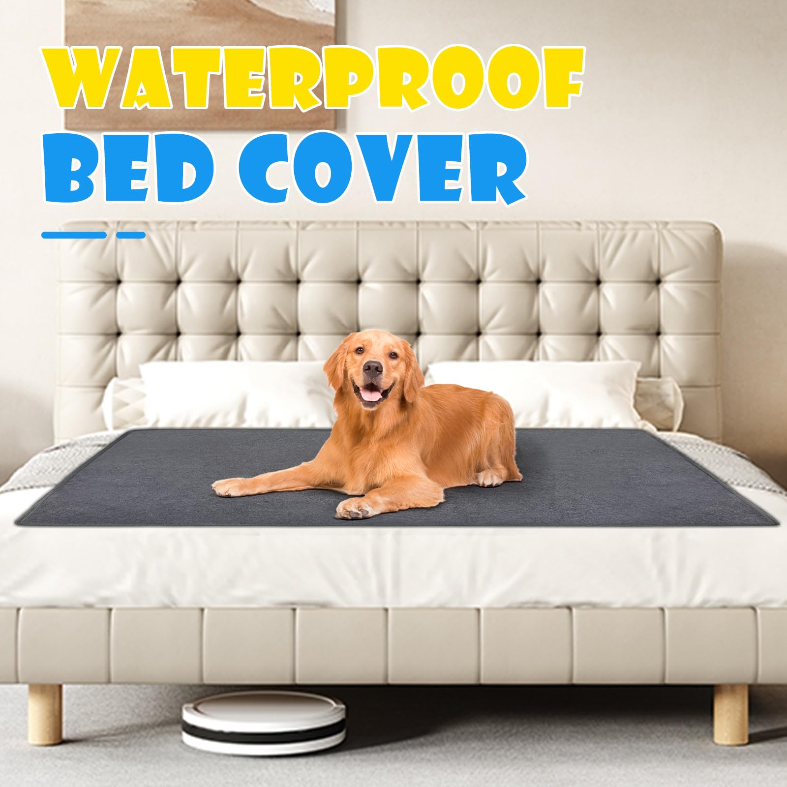 FURWEY Paquete de 2 Empapadores Lavables Extragrandes para Orina de Perros, 72 x 72 pulgadas, Reutilizables, Antideslizantes, Impermeables, Almohadillas para Orina de Perro