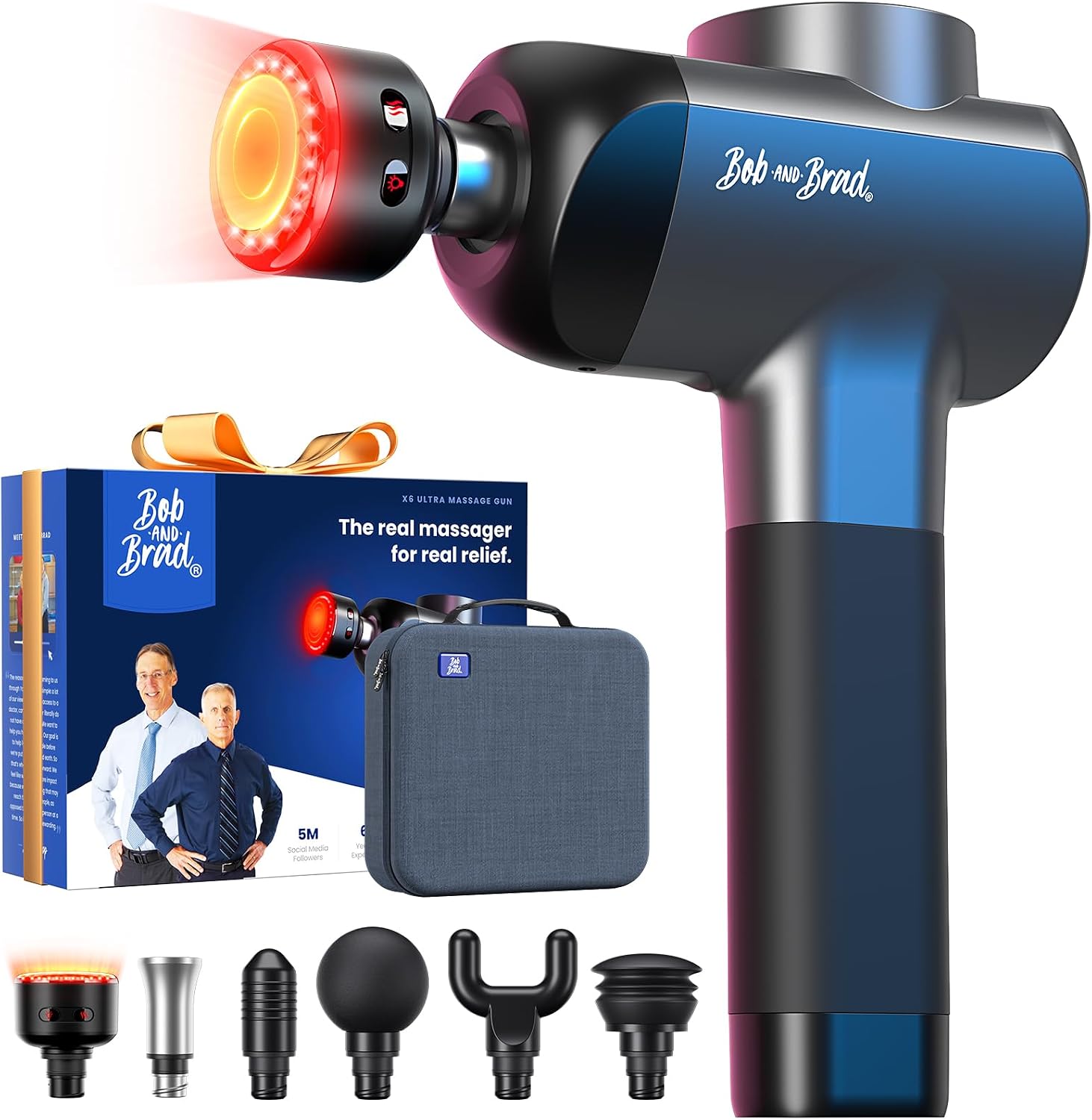 BOB AND BRAD X6 Ultra Massage Gun with Heat & Infrared Light, FSA Eligible