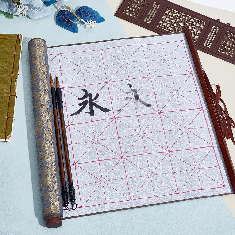 PH PandaHall 4 pz Senza Inostro Set per Pratica di Calligrafia Cinese Riutilizzabile Acqua Scrittura Panno Magico Rotoli Pennelli per Calligrafia Cinese per Pratica 91.3x39.5cm