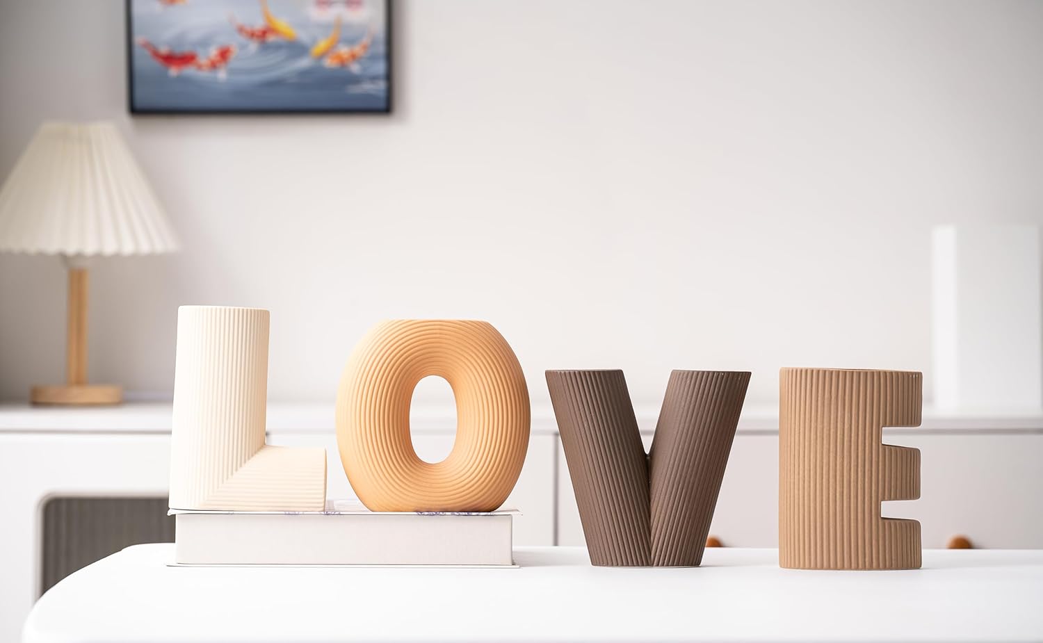 Creative Vase Set of 4, Modern Nordic Boho Style Flower Vases Home Decor for Living Room Kitchen Office(Khaki/Dark Brown/Orange/Beige)