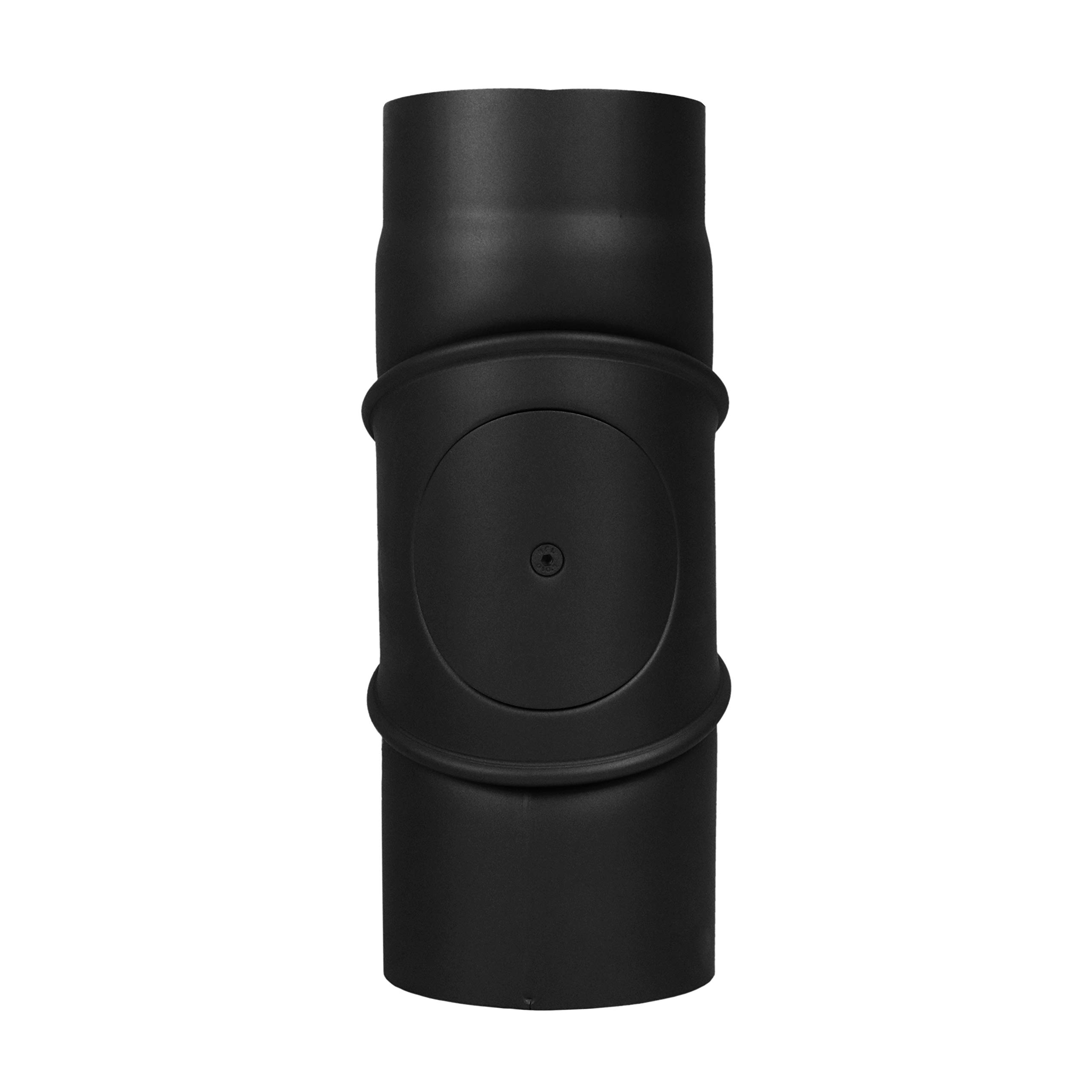 LANZZAS Rauchrohr Bogen 0° - 90° verstellbar mit Tür - im Durchmesser Ø 130 mm - Farbe: schwarz - Ofenrohr/Knie-Bogen