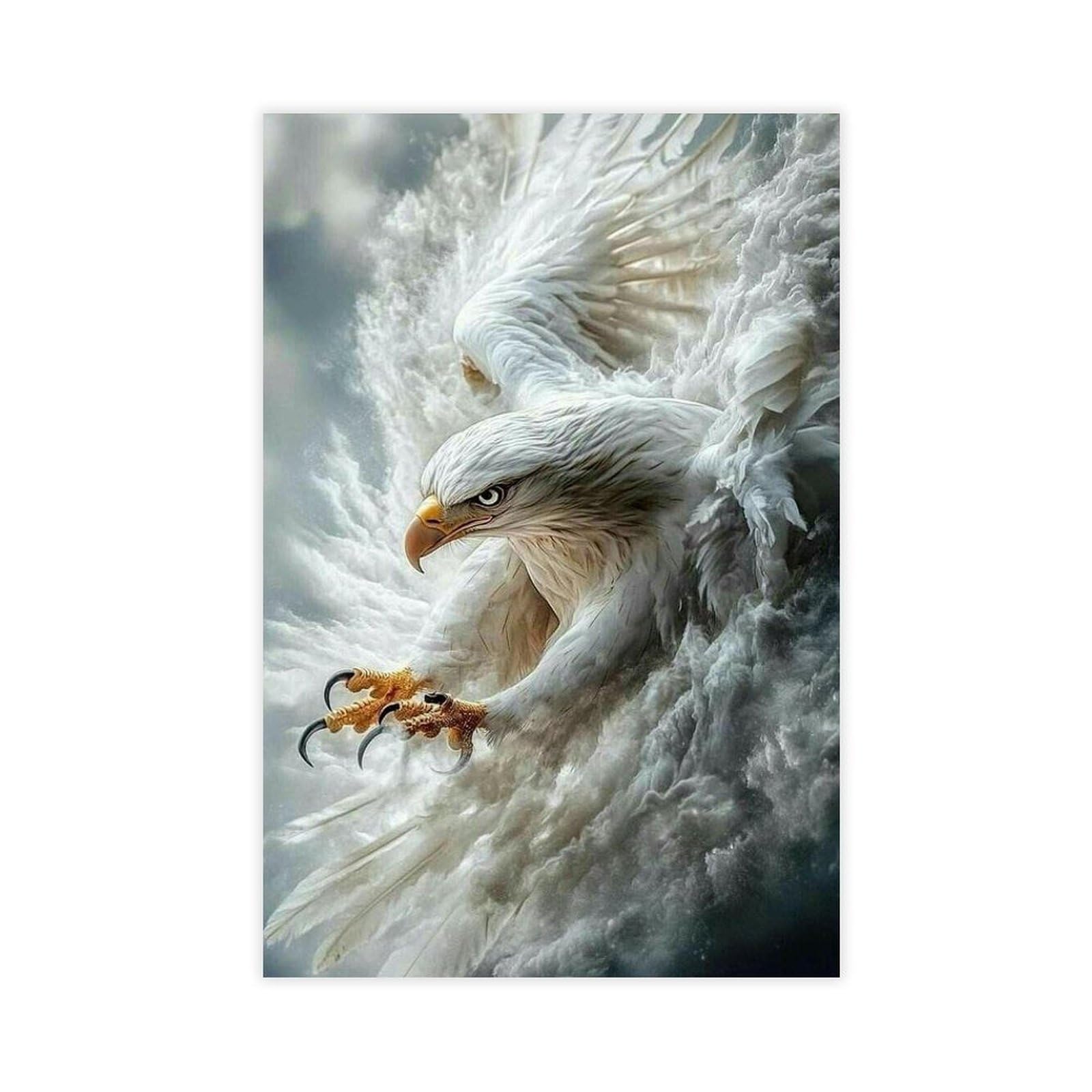 Qnvjqkdsi Unframe Majestic Bald Eagle Attack Pose, Fierce Bird Wildlife Canvas Poster Bedroom Decor Landscape Office Room Decor Gift 24" L X 36" W